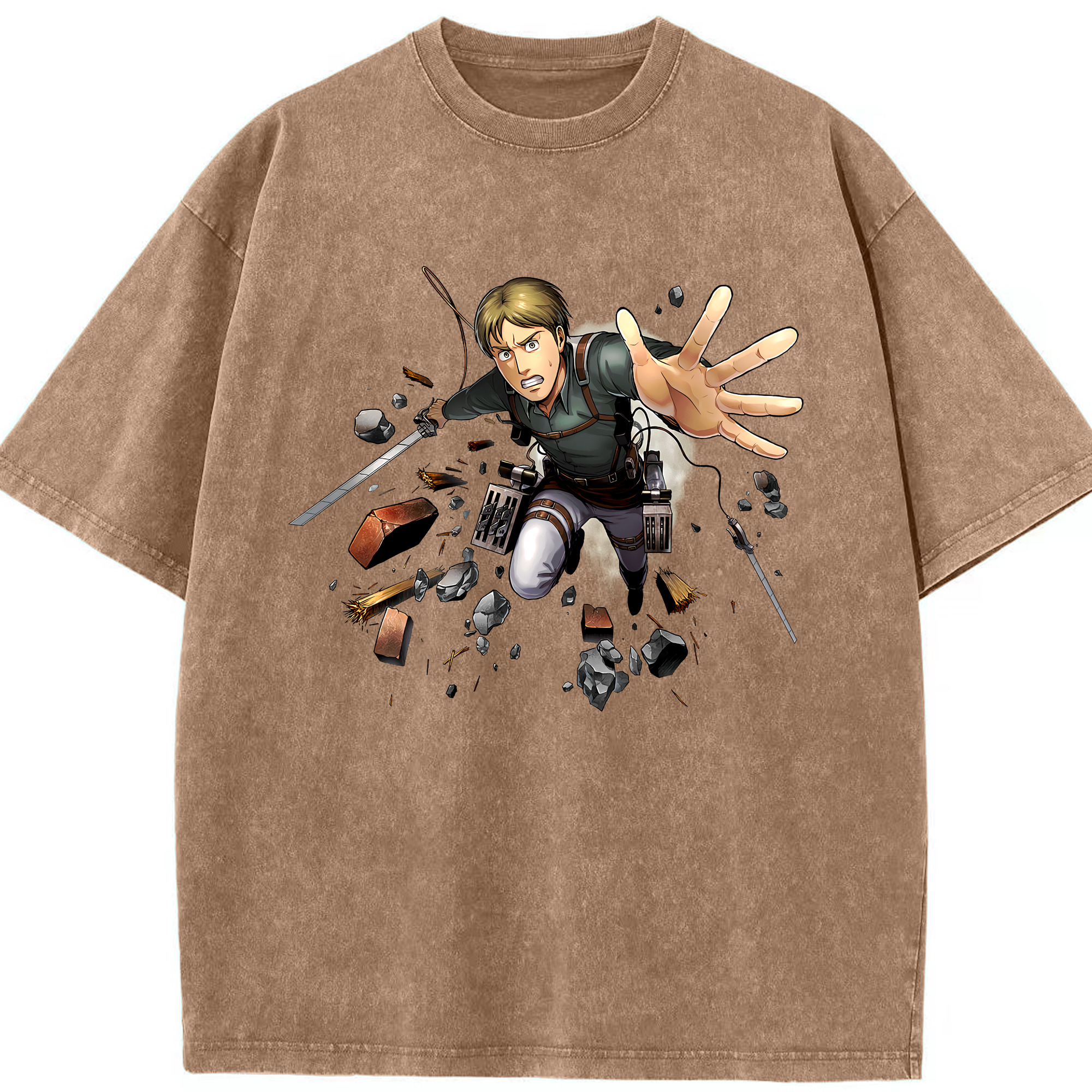 （画像用） 進撃の巨人 Attack on Titan 綿100% ヴィンテージ風 半袖Tシャツ（フロントプリント）