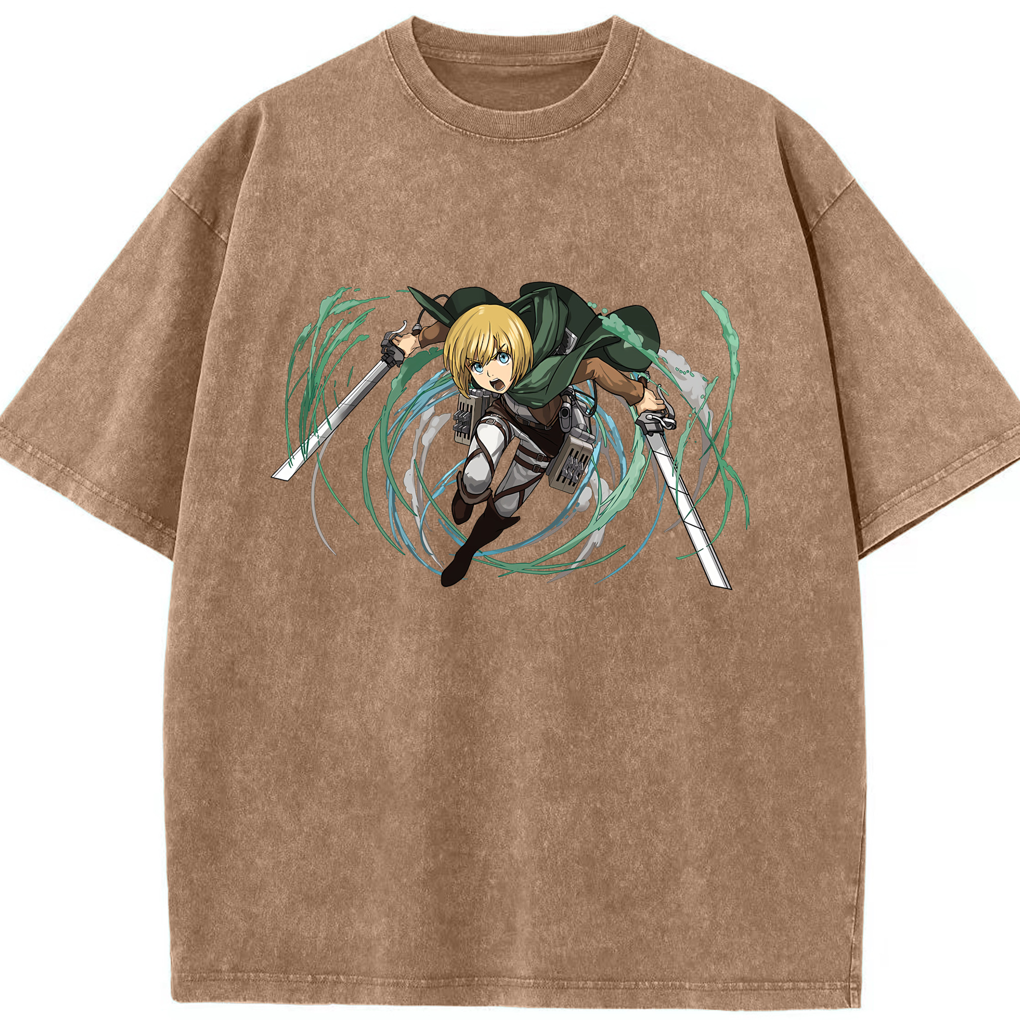 （画像用） 進撃の巨人 アルミン·アルレルト Attack on Titan Armin Arlert 綿100% ヴィンテージ風 半袖Tシャツ（フロントプリント）