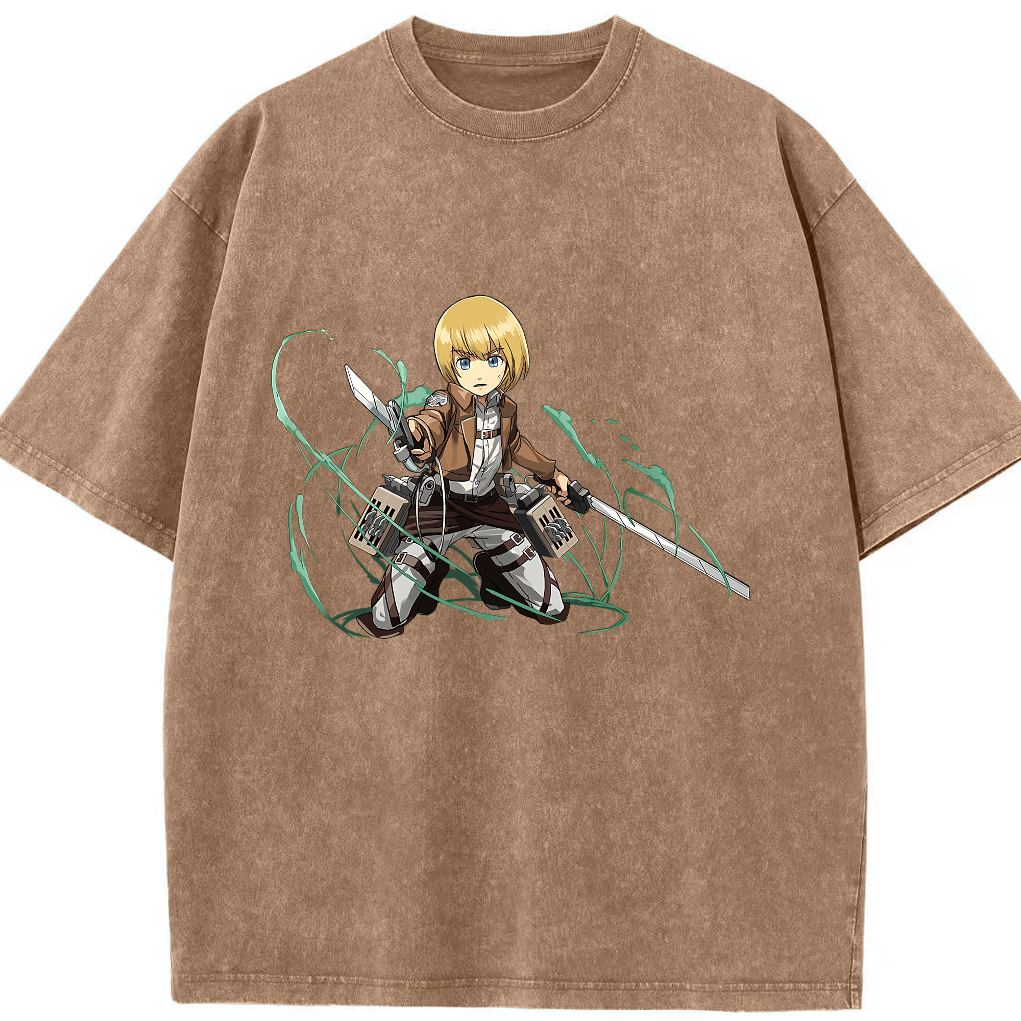 （画像用） 進撃の巨人 アルミン·アルレルト Attack on Titan Armin Arlert 綿100% ヴィンテージ風 半袖Tシャツ（フロントプリント）