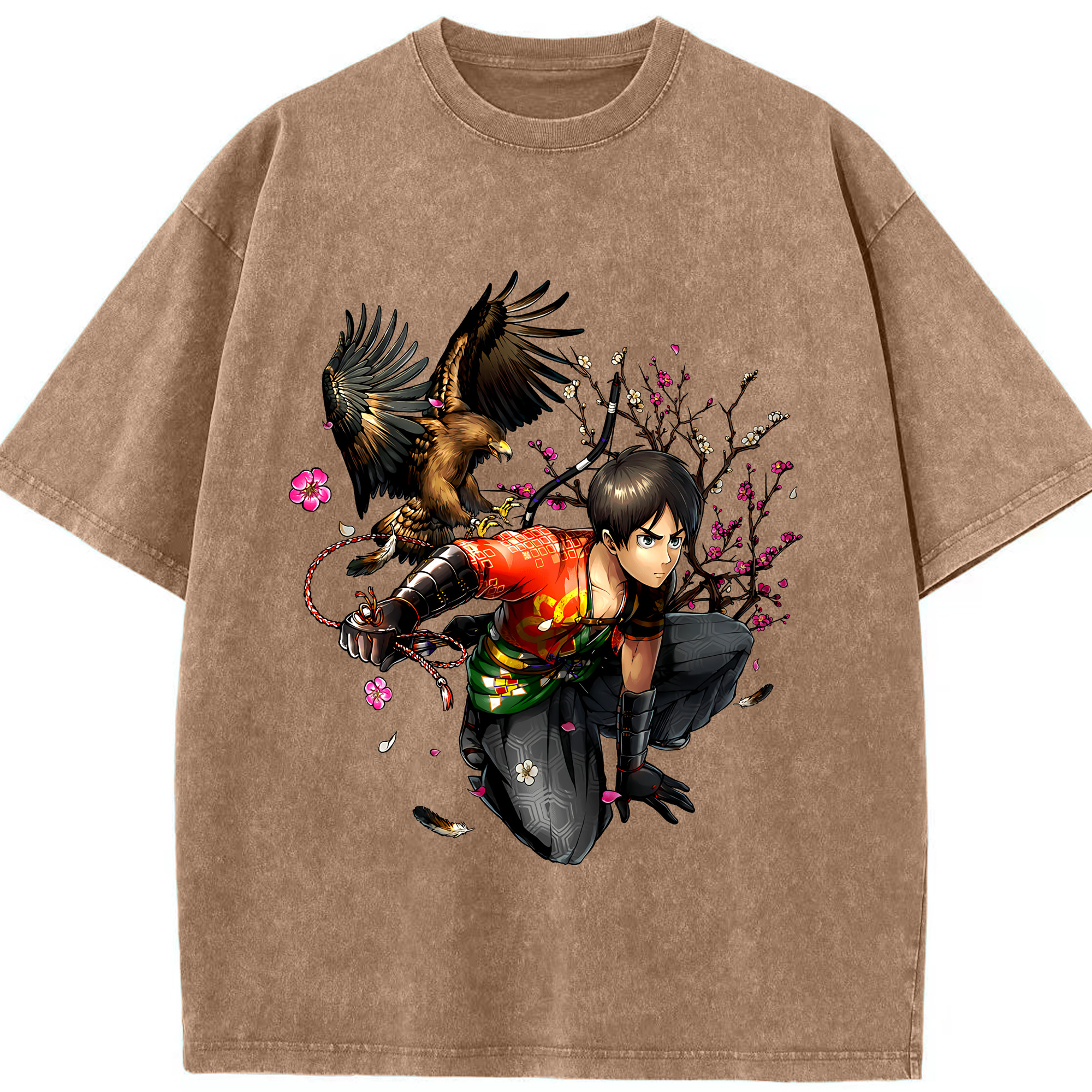 （画像用） 進撃の巨人 エレン･イェーガー Attack on Titan Eren Jäger 綿100% ヴィンテージ風 半袖Tシャツ（フロントプリント）