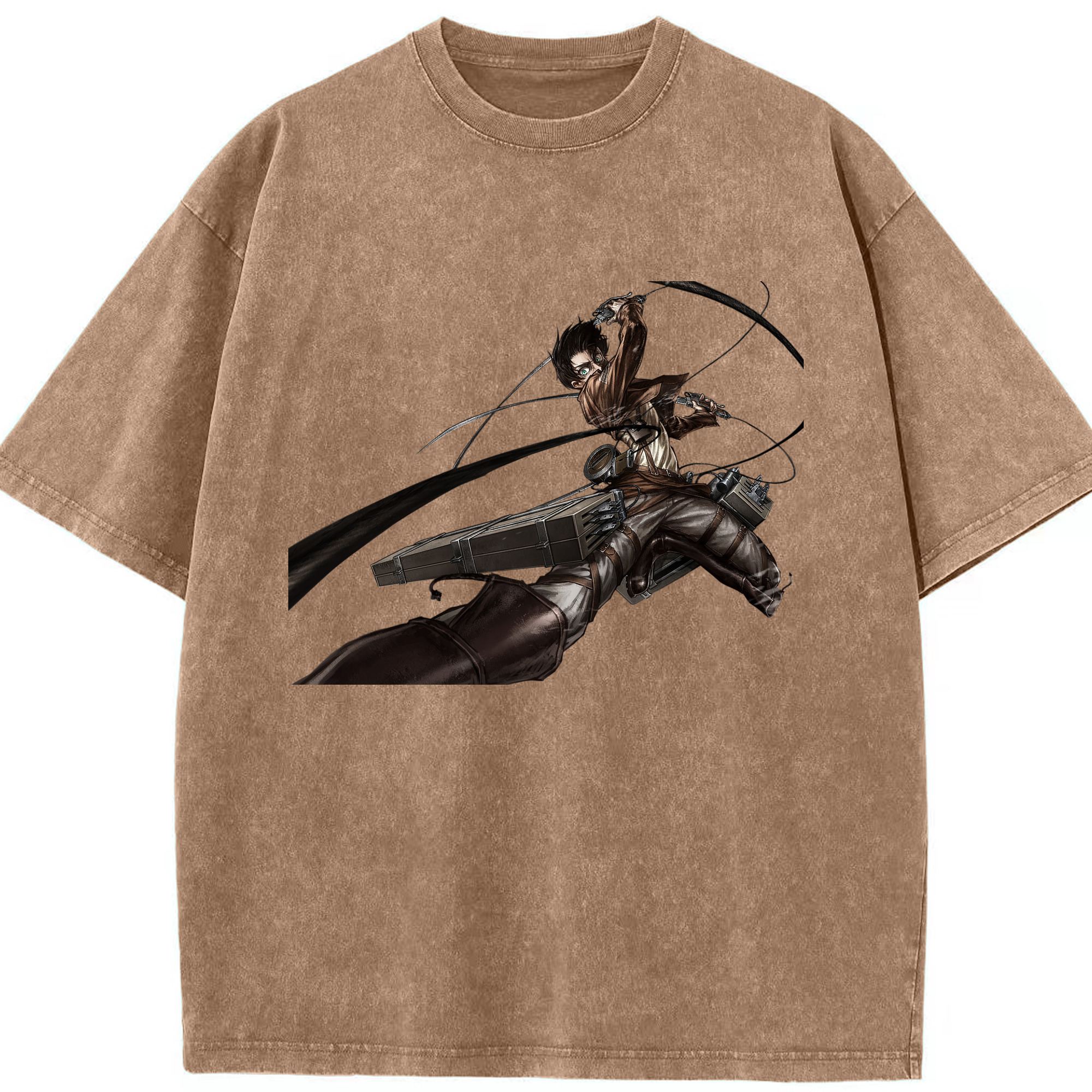 （画像用） 進撃の巨人 エレン･イェーガー Attack on Titan Eren Jäger 綿100% ヴィンテージ風 半袖Tシャツ（フロントプリント）