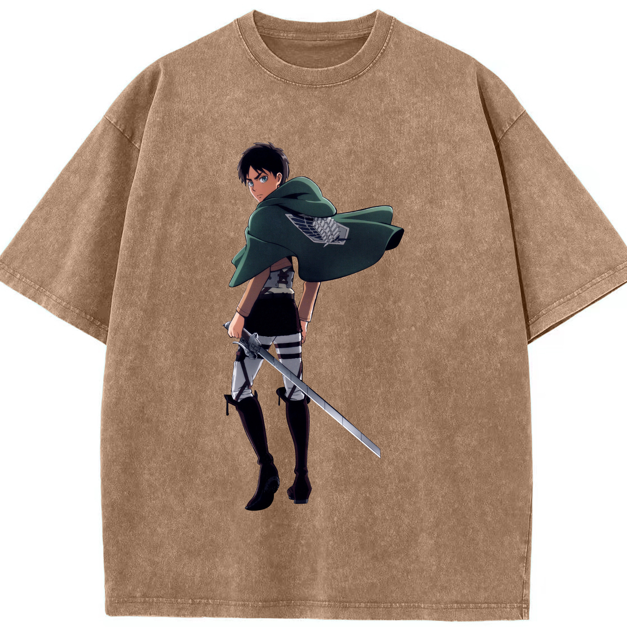（画像用） 進撃の巨人 エレン･イェーガー Attack on Titan Eren Jäger 綿100% ヴィンテージ風 半袖Tシャツ（フロントプリント）