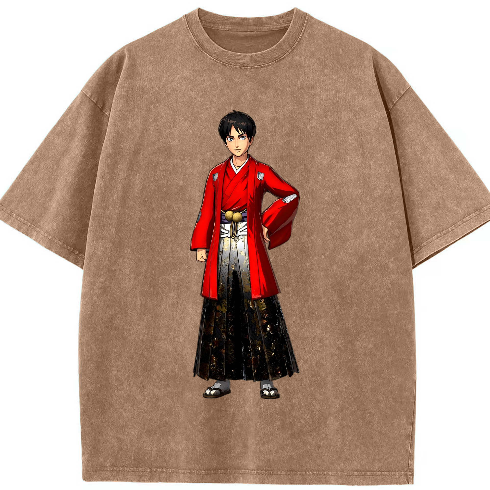 （画像用） 進撃の巨人 エレン･イェーガー Attack on Titan Eren Jäger 綿100% ヴィンテージ風 半袖Tシャツ（フロントプリント）