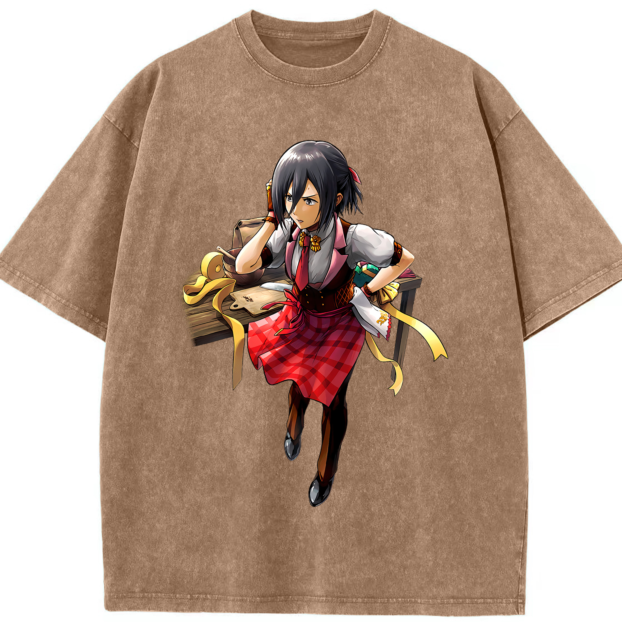 （画像用） 進撃の巨人 ミカサ·アッカーマン Attack on Titan Mikasa Ackerman 綿100% ヴィンテージ風 半袖Tシャツ（フロントプリント）