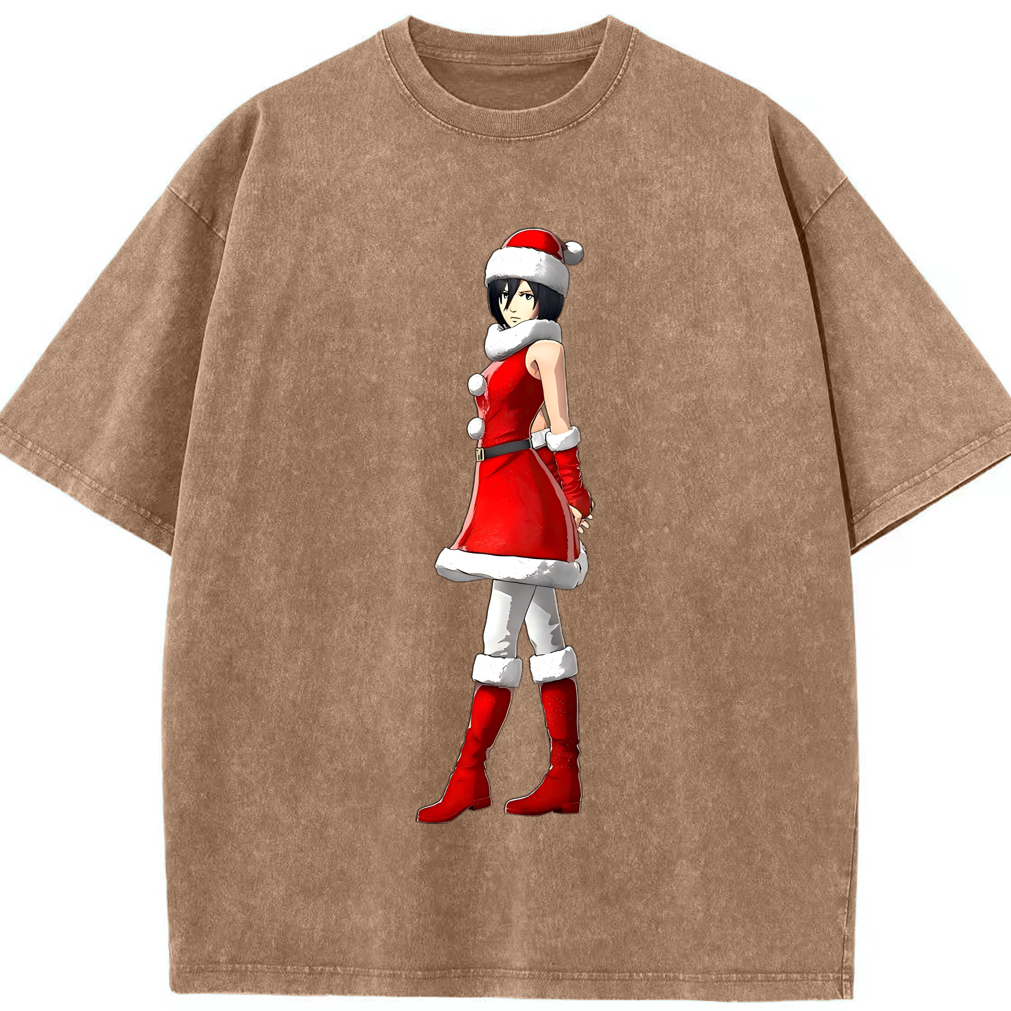 （画像用） 進撃の巨人 ミカサ·アッカーマン Attack on Titan Mikasa Ackerman 綿100% ヴィンテージ風 半袖Tシャツ（フロントプリント）