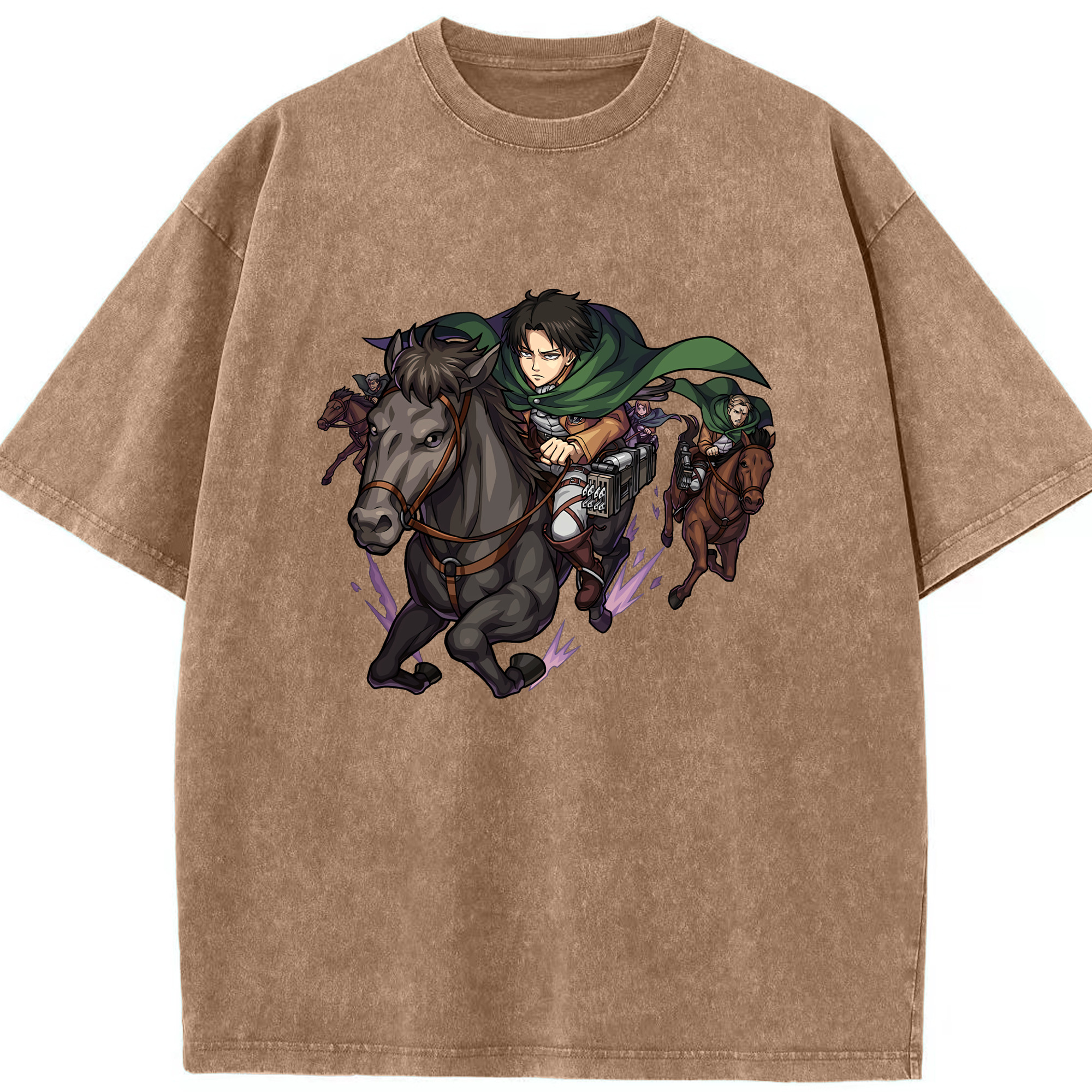 （画像用） 進撃の巨人 リヴァイ·アッカーマン Attack on Titan Levi Ackerman 綿100% ヴィンテージ風 半袖Tシャツ（フロントプリント）