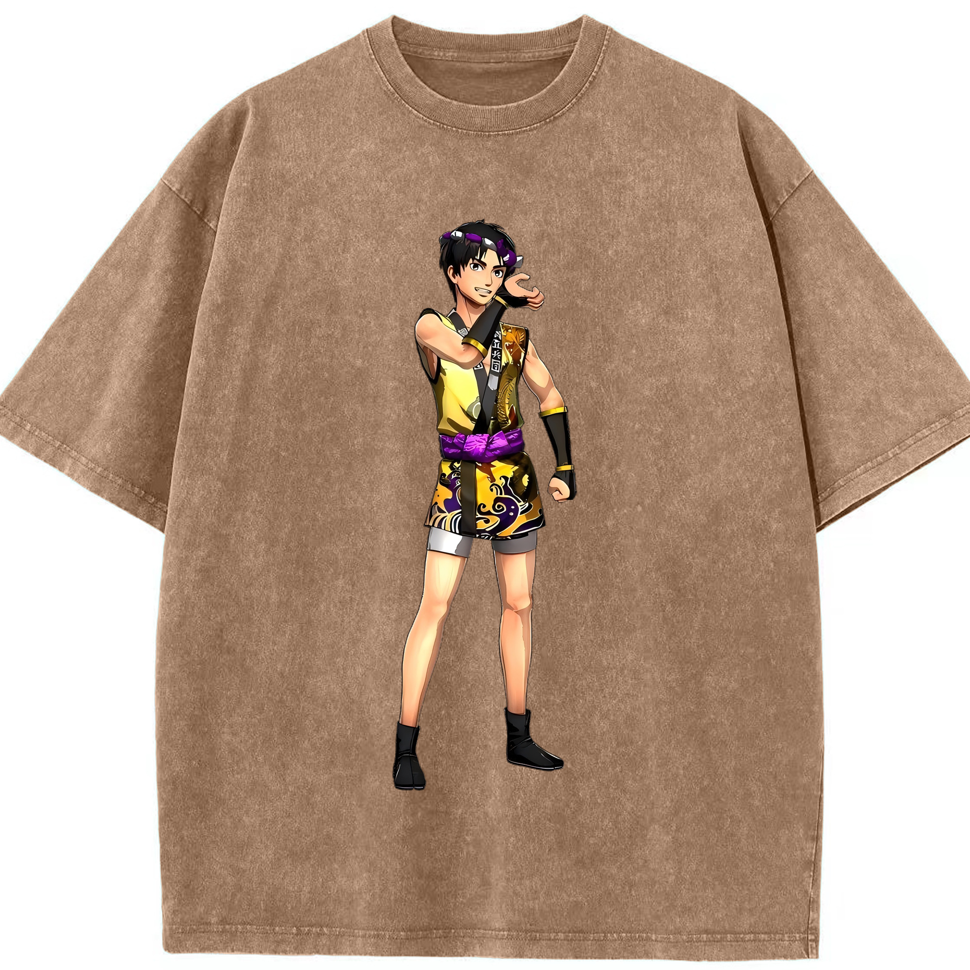 （画像用） 進撃の巨人 リヴァイ·アッカーマン Attack on Titan Levi Ackerman 綿100% ヴィンテージ風 半袖Tシャツ（フロントプリント）