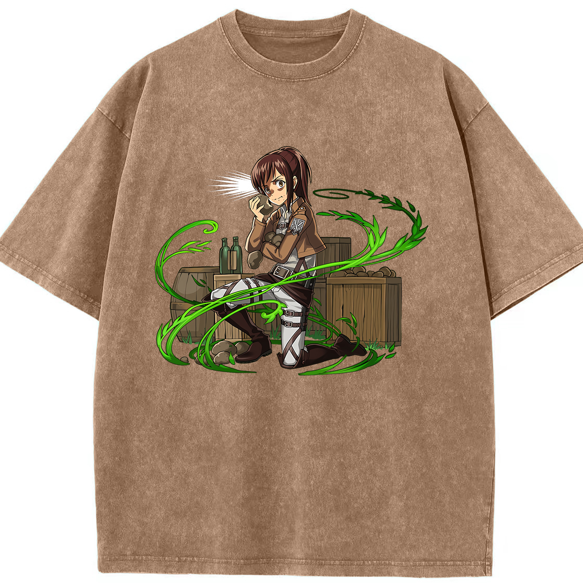 （画像用） 進撃の巨人 サシャ·ブラウス Attack on Titan Sasha Blaus 綿100% ヴィンテージ風 半袖Tシャツ（フロントプリント）