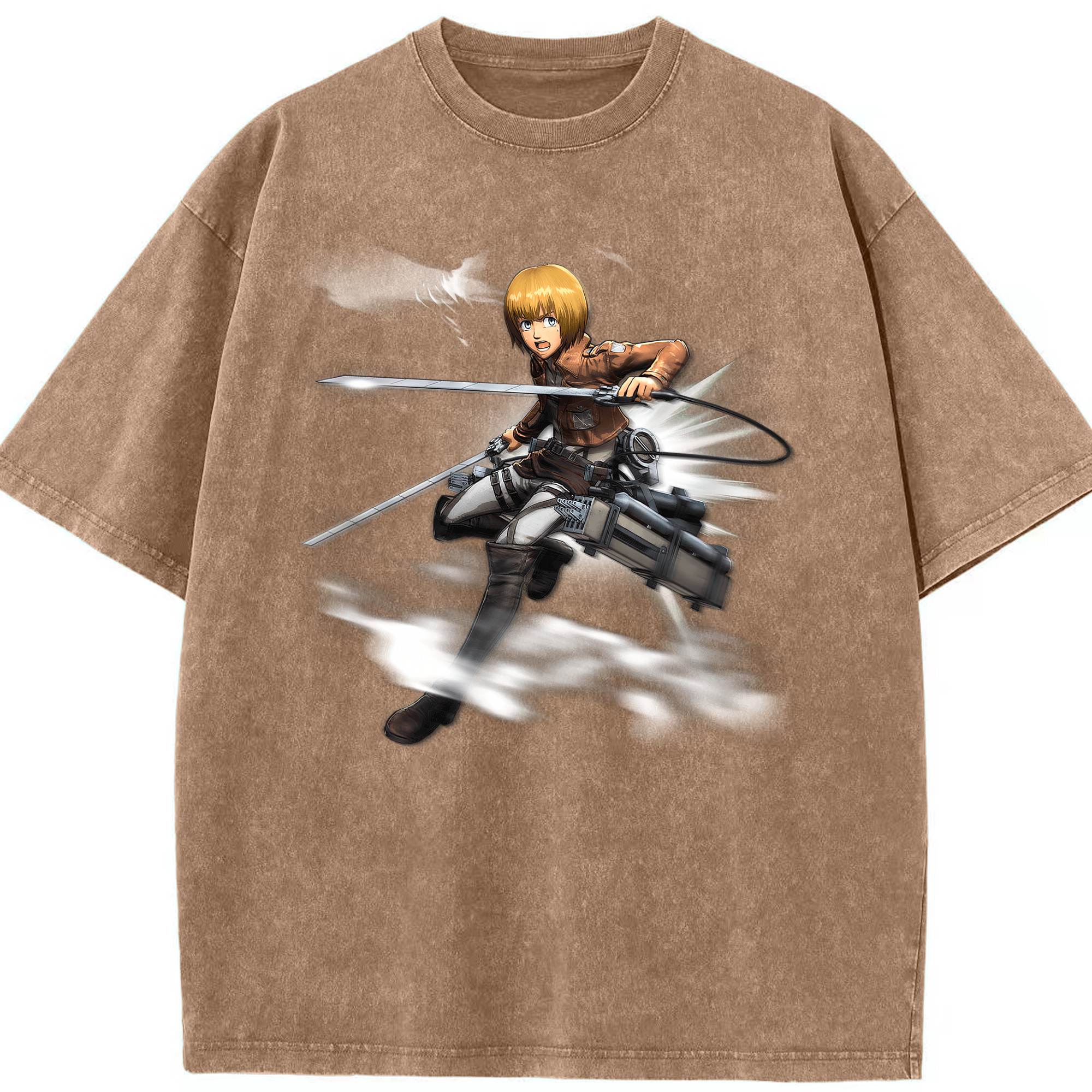（画像用） 進撃の巨人 アルミン·アルレルト Attack on Titan Armin Arlert 綿100% ヴィンテージ風 半袖Tシャツ（フロントプリント）