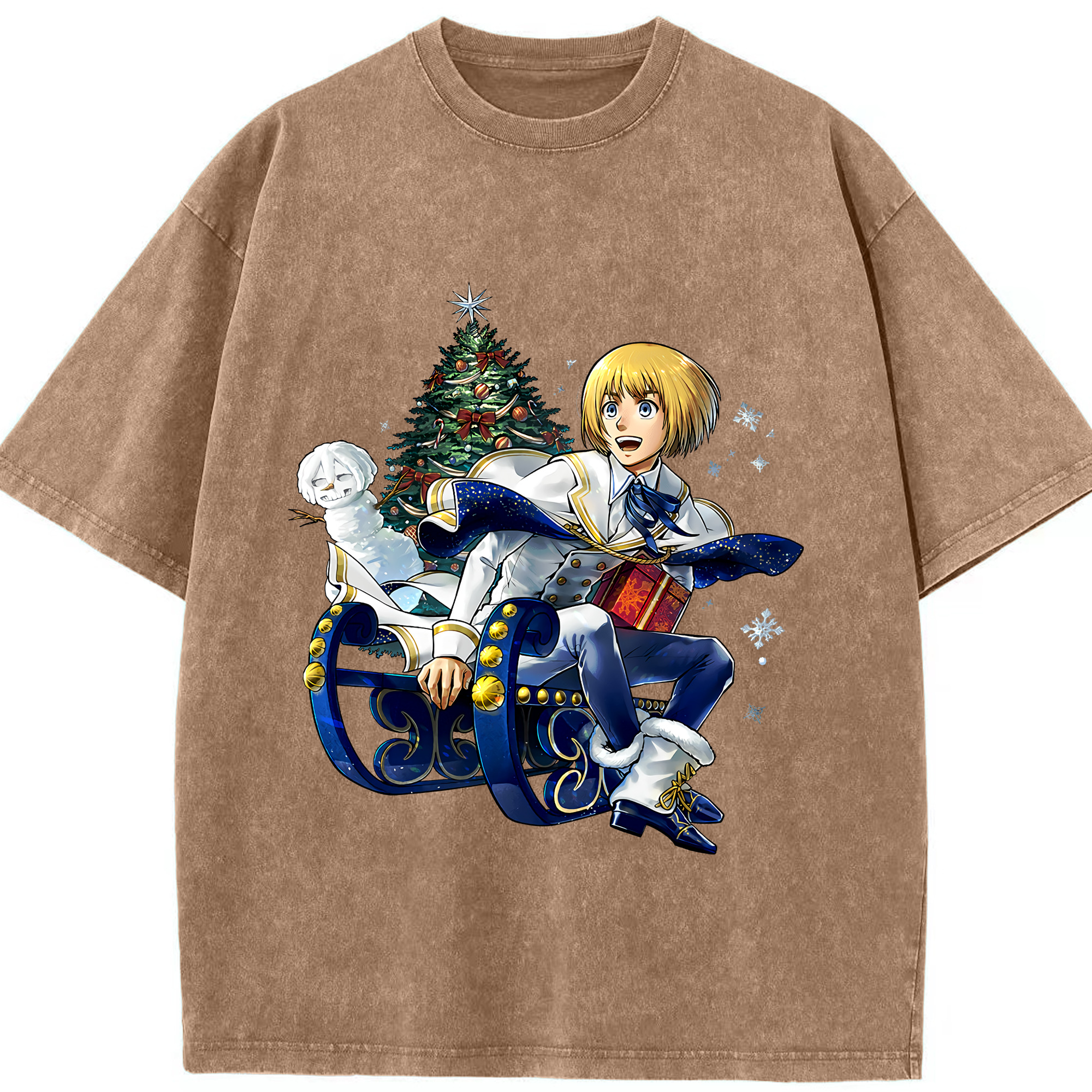 （画像用） 進撃の巨人 アルミン·アルレルト Attack on Titan Armin Arlert 綿100% ヴィンテージ風 半袖Tシャツ（フロントプリント）