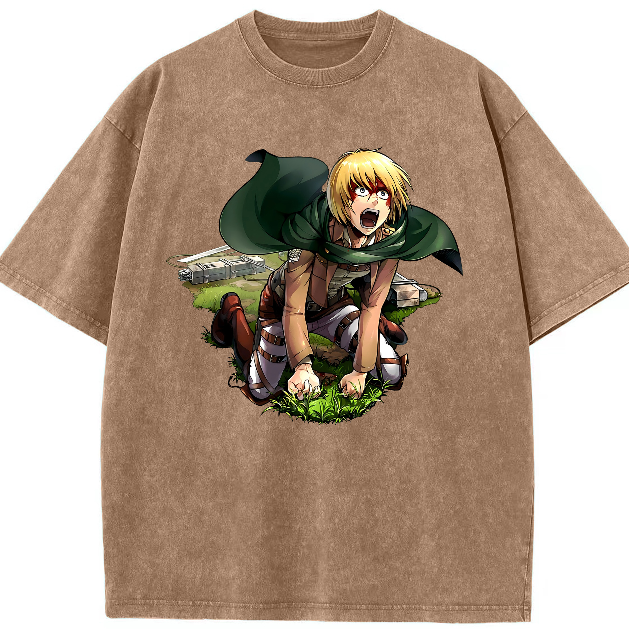 （画像用） 進撃の巨人 アルミン·アルレルト Attack on Titan Armin Arlert 綿100% ヴィンテージ風 半袖Tシャツ（フロントプリント）