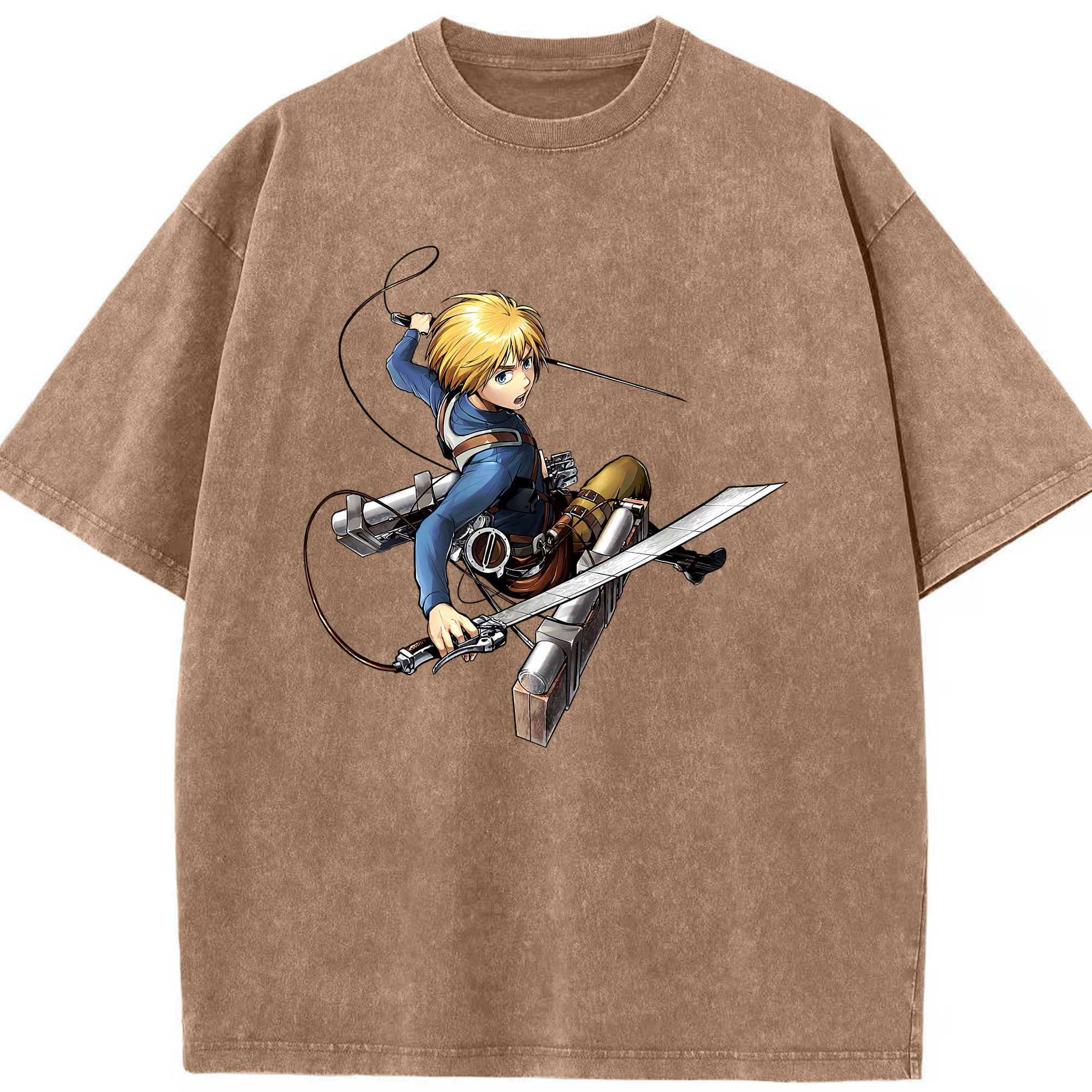 （画像用） 進撃の巨人 アルミン·アルレルト Attack on Titan Armin Arlert 綿100% ヴィンテージ風 半袖Tシャツ（フロントプリント）