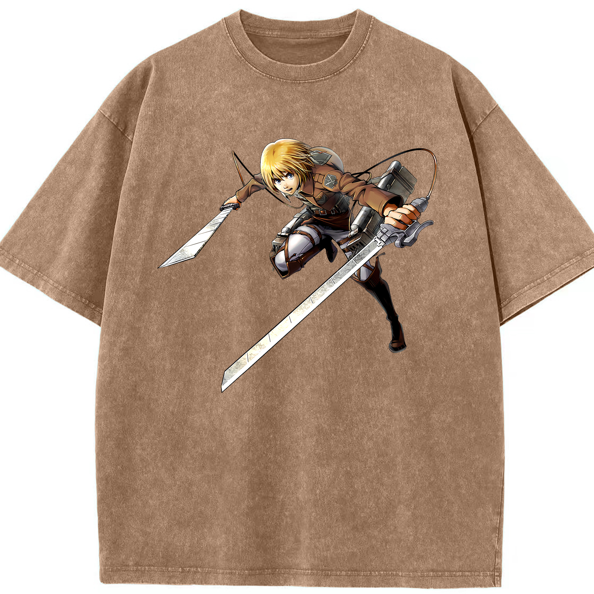 （画像用） 進撃の巨人 アルミン·アルレルト Attack on Titan Armin Arlert 綿100% ヴィンテージ風 半袖Tシャツ（フロントプリント）