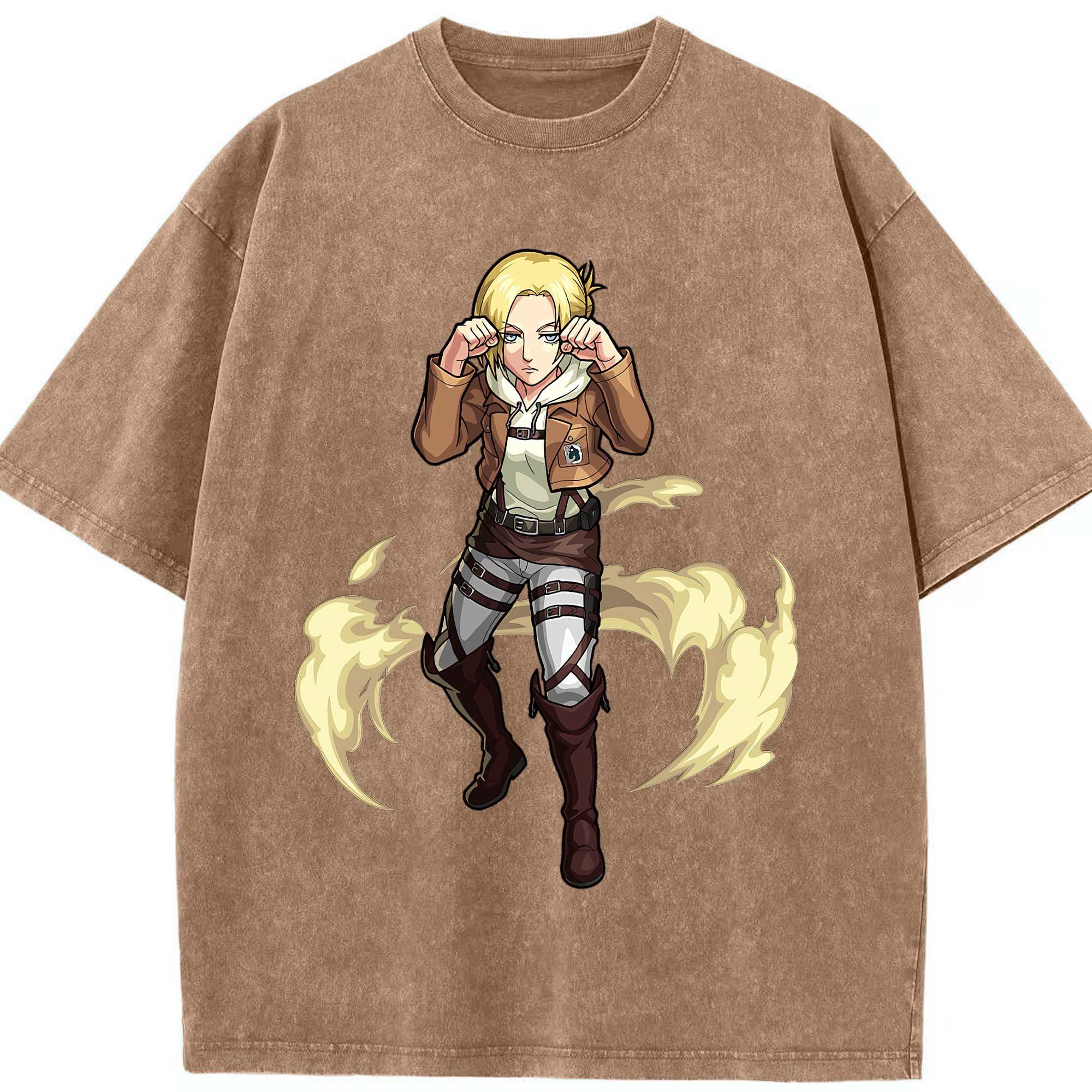 （画像用） 進撃の巨人 アニ・レオンハート Attack on Titan Annie Leonhart 綿100% ヴィンテージ風 半袖Tシャツ（フロントプリント）
