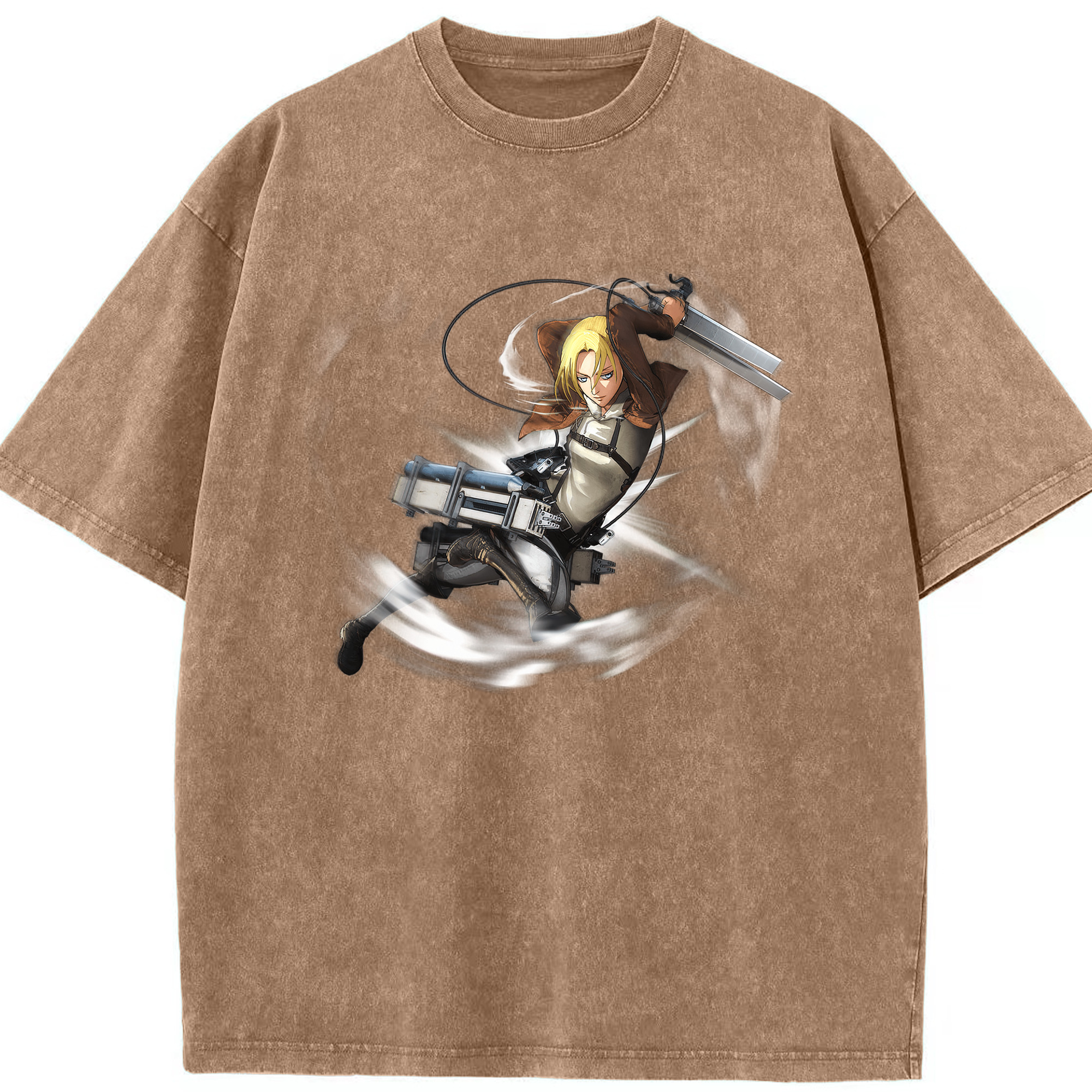 （画像用） 進撃の巨人 アニ・レオンハート Attack on Titan Annie Leonhart 綿100% ヴィンテージ風 半袖Tシャツ（フロントプリント）