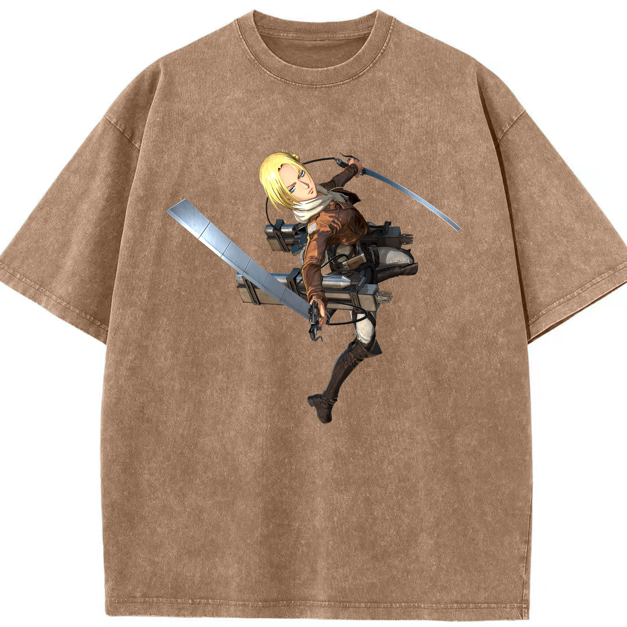（画像用） 進撃の巨人 アニ・レオンハート Attack on Titan Annie Leonhart 綿100% ヴィンテージ風 半袖Tシャツ（フロントプリント）