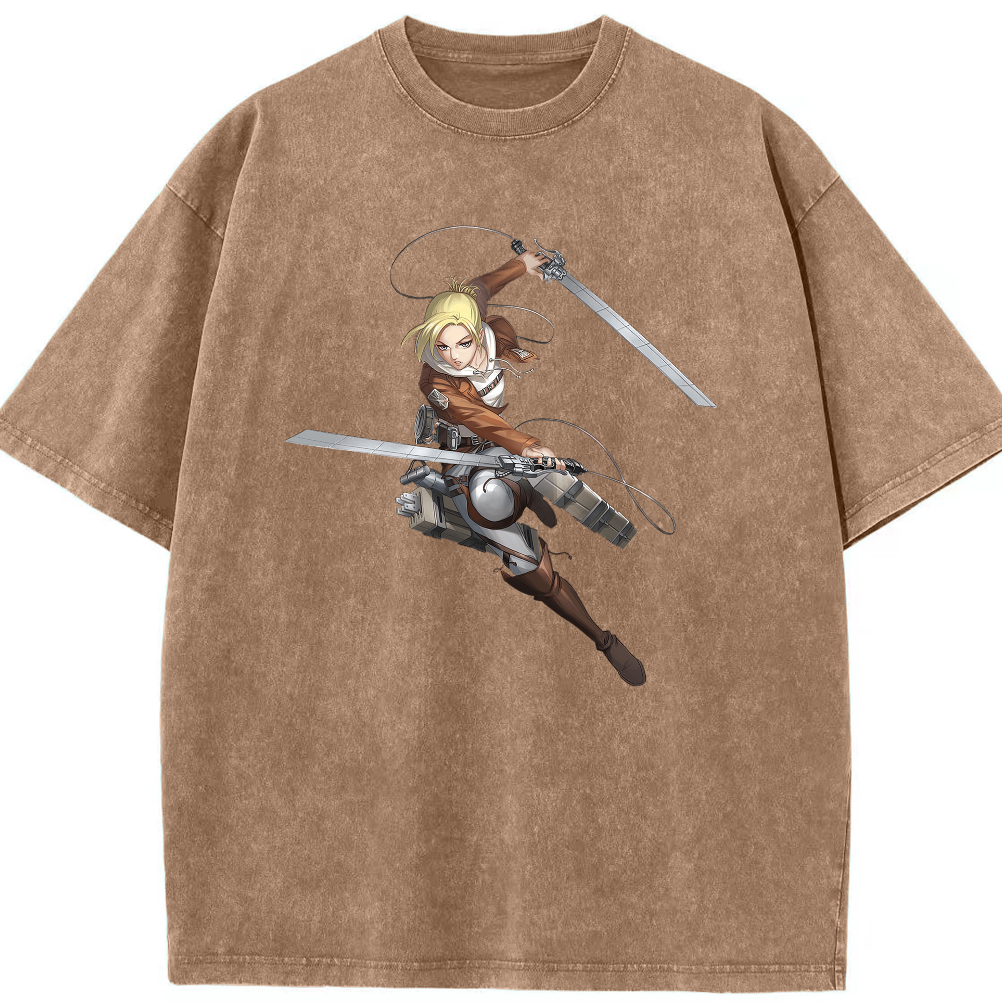 （画像用） 進撃の巨人 アニ・レオンハート Attack on Titan Annie Leonhart 綿100% ヴィンテージ風 半袖Tシャツ（フロントプリント）