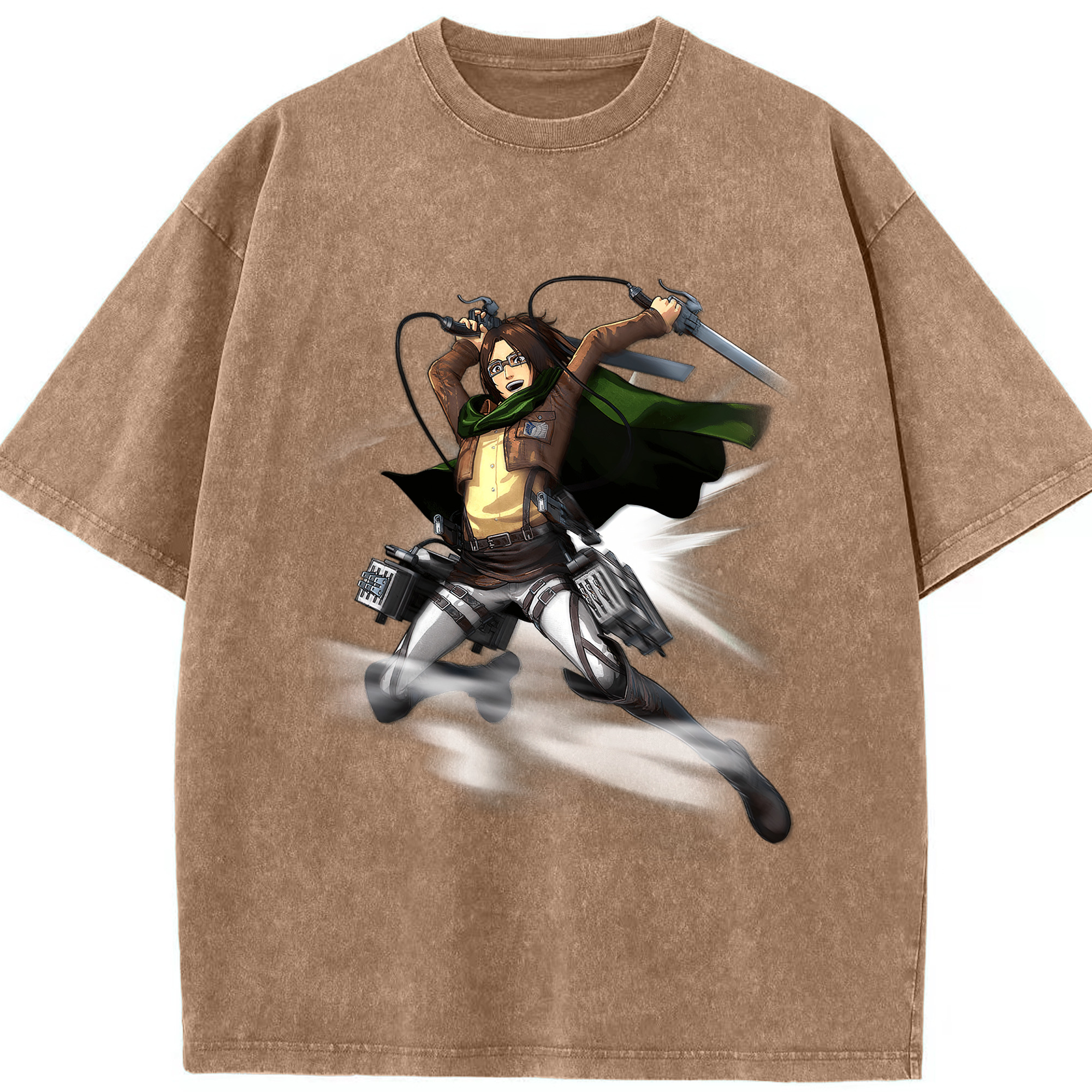 （画像用） 進撃の巨人 ハンジ·ゾエ Attack on Titan Hanji Zoe 綿100% ヴィンテージ風 半袖Tシャツ（フロントプリント）
