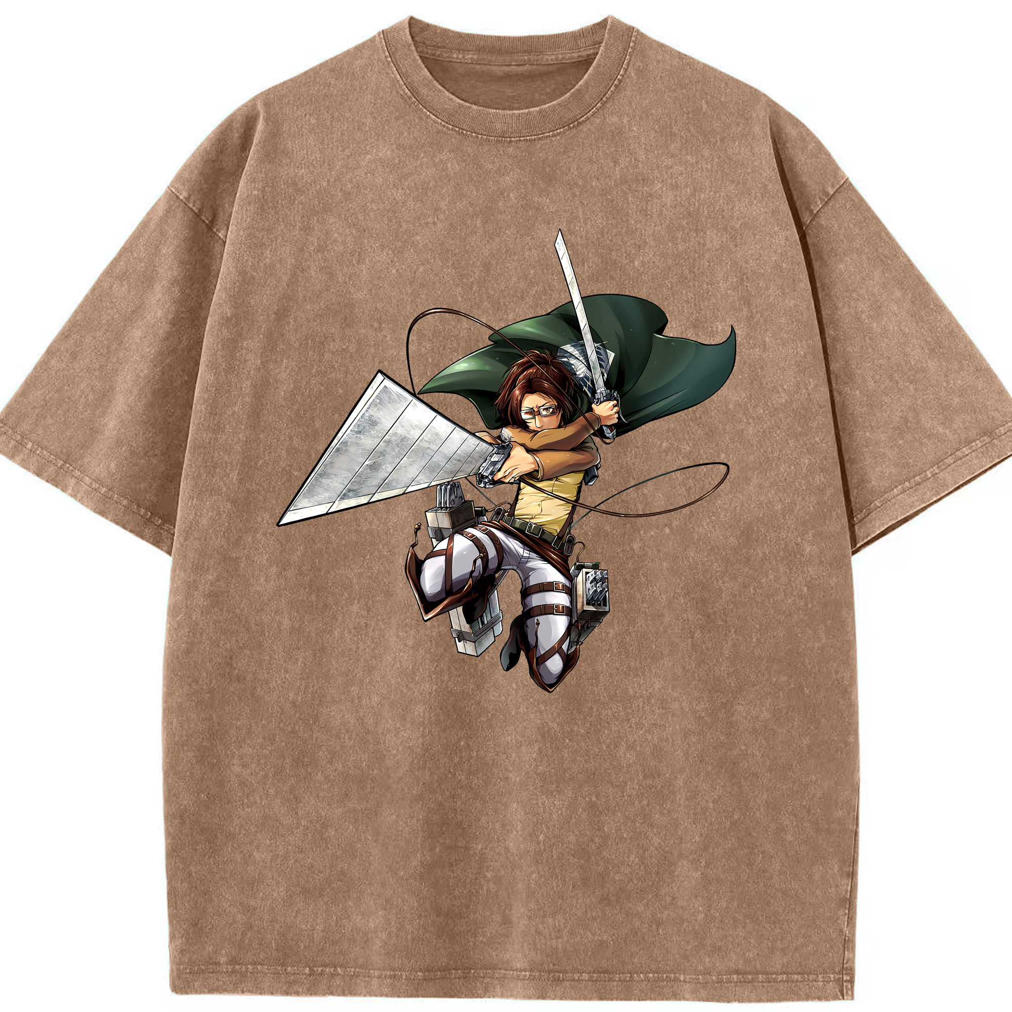 （画像用） 進撃の巨人 ハンジ·ゾエ Attack on Titan Hanji Zoe 綿100% ヴィンテージ風 半袖Tシャツ（フロントプリント）