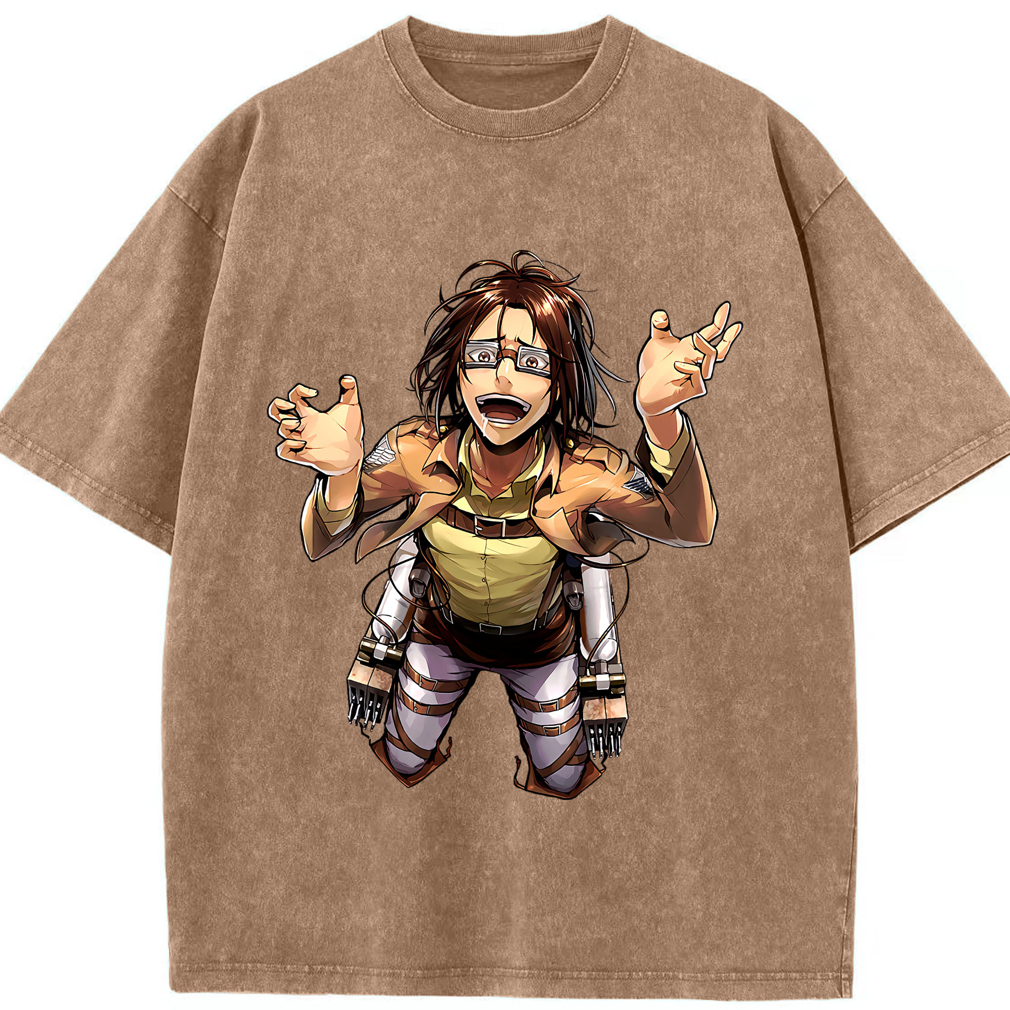 （画像用） 進撃の巨人 ハンジ·ゾエ Attack on Titan Hanji Zoe 綿100% ヴィンテージ風 半袖Tシャツ（フロントプリント）