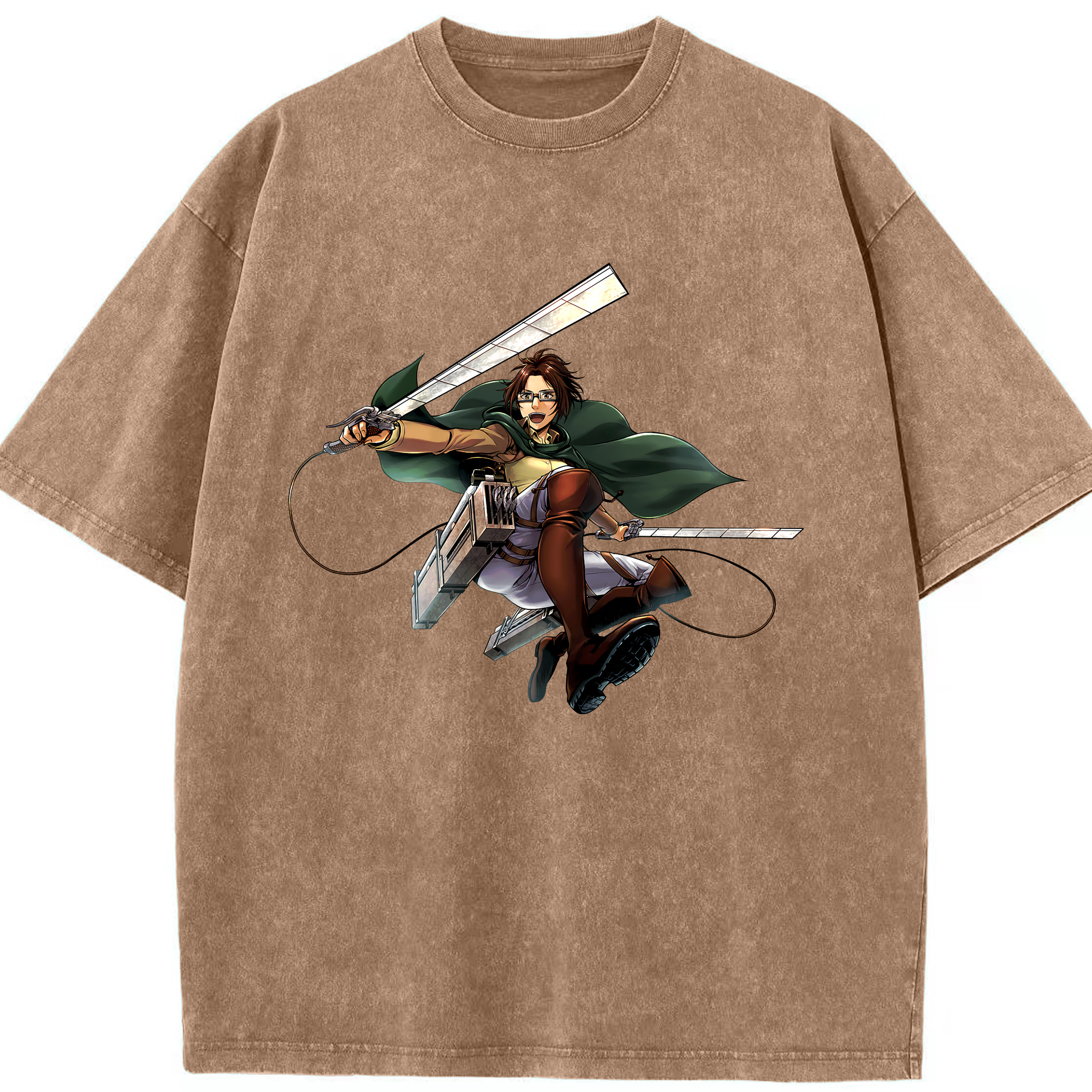 （画像用） 進撃の巨人 ハンジ·ゾエ Attack on Titan Hanji Zoe 綿100% ヴィンテージ風 半袖Tシャツ（フロントプリント）