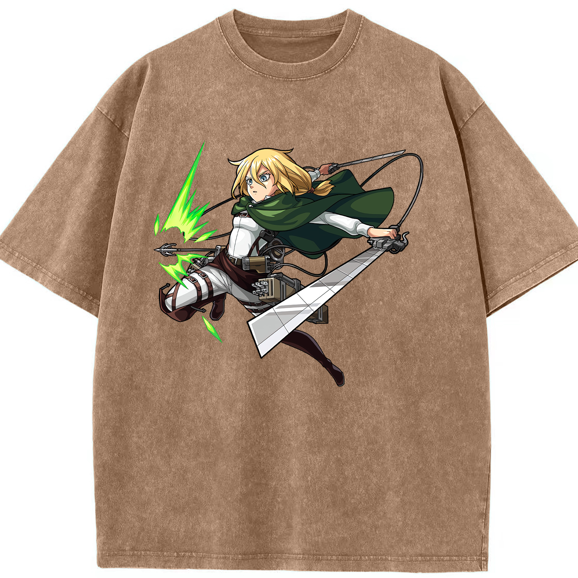 （画像用） 進撃の巨人 クリスタ·レンズ Attack on Titan Christa Lenz 綿100% ヴィンテージ風 半袖Tシャツ（フロントプリント）