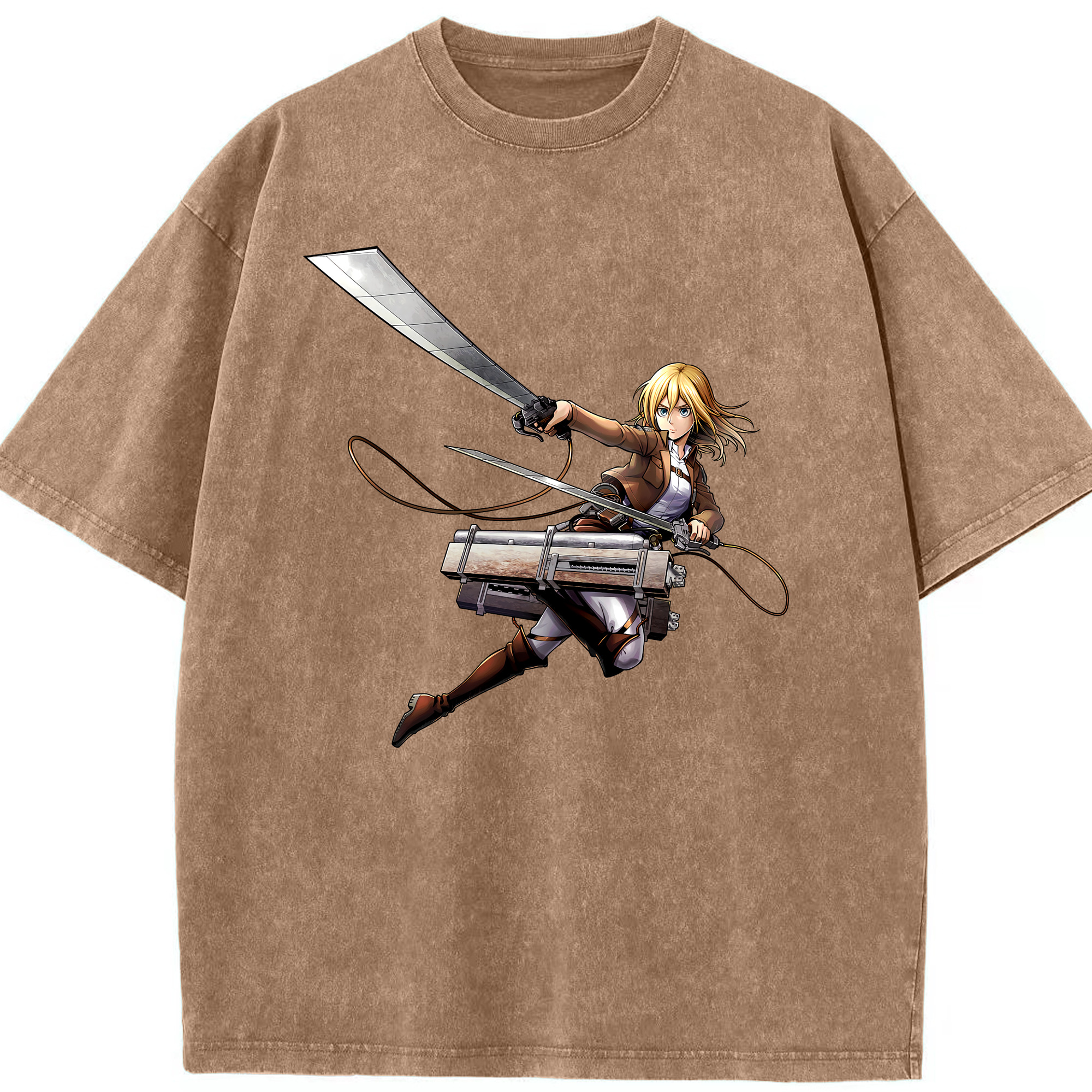 （画像用） 進撃の巨人 クリスタ·レンズ Attack on Titan Christa Lenz 綿100% ヴィンテージ風 半袖Tシャツ（フロントプリント）