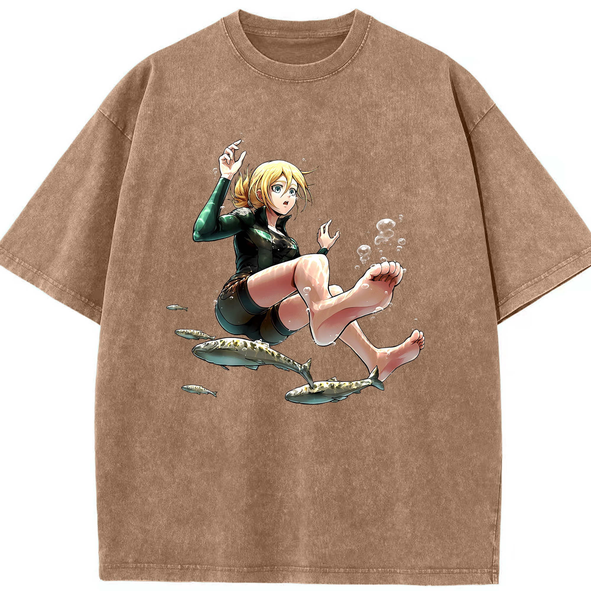 （画像用） 進撃の巨人 クリスタ·レンズ Attack on Titan Christa Lenz 綿100% ヴィンテージ風 半袖Tシャツ（フロントプリント）
