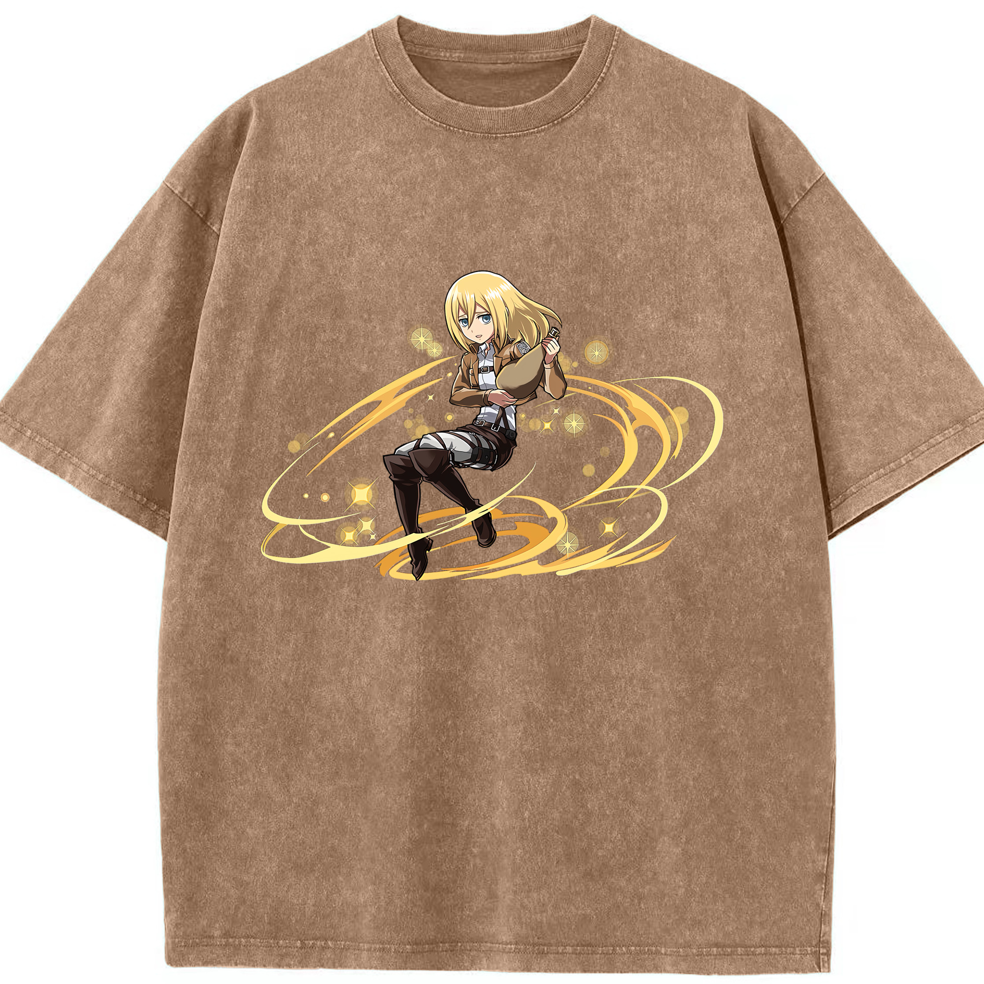 （画像用） 進撃の巨人 クリスタ·レンズ Attack on Titan Christa Lenz 綿100% ヴィンテージ風 半袖Tシャツ（フロントプリント）