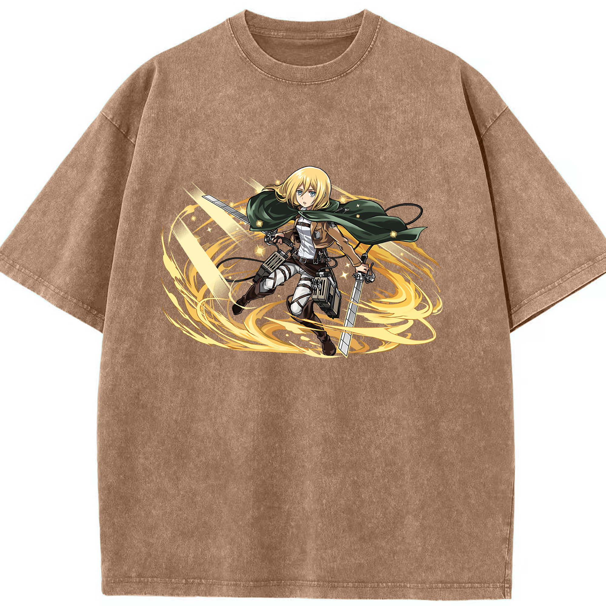 （画像用） 進撃の巨人 クリスタ·レンズ Attack on Titan Christa Lenz 綿100% ヴィンテージ風 半袖Tシャツ（フロントプリント）