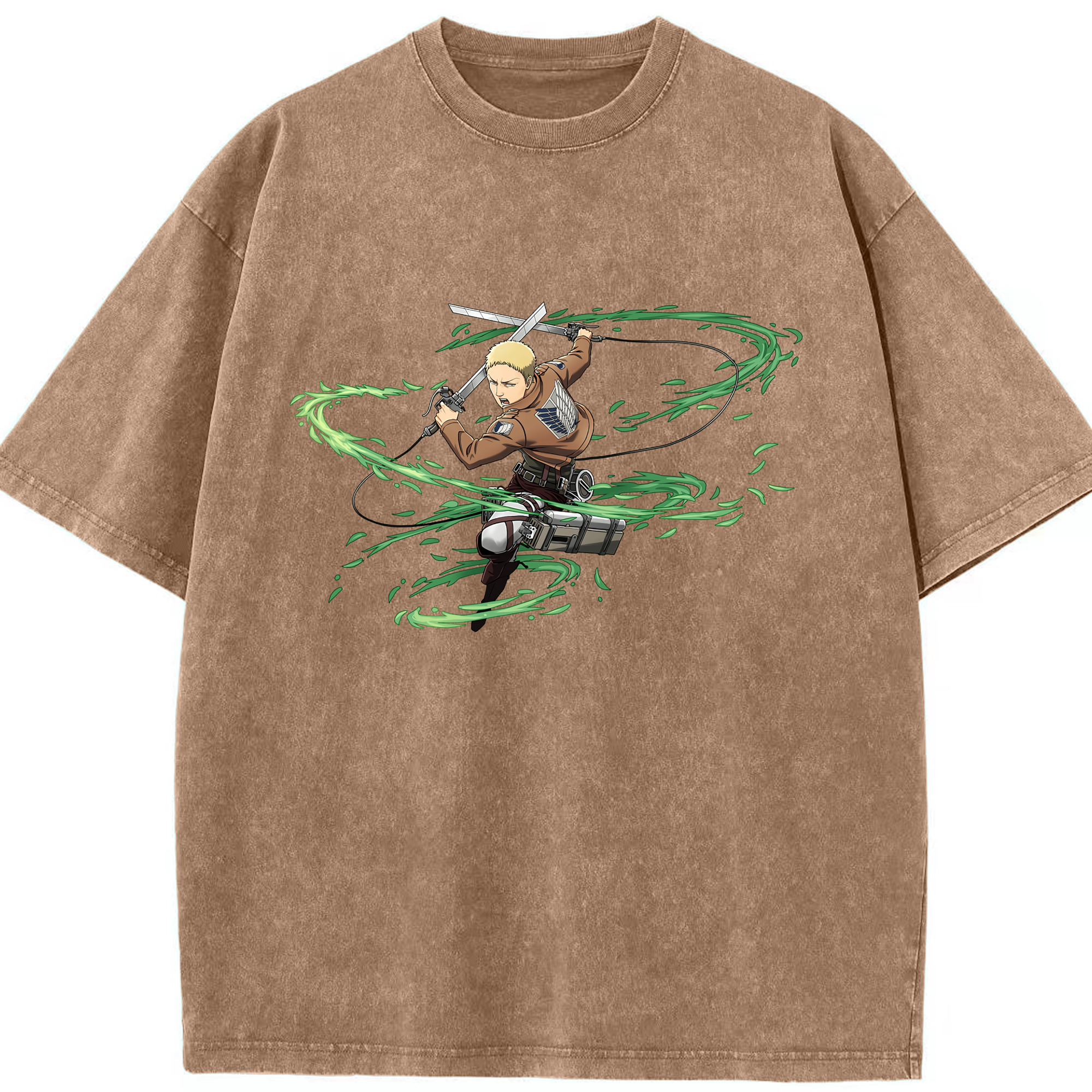 （画像用） 進撃の巨人 ライナー・ブラウン Attack on Titan Reiner Braun 綿100% ヴィンテージ風 半袖Tシャツ（フロントプリント）
