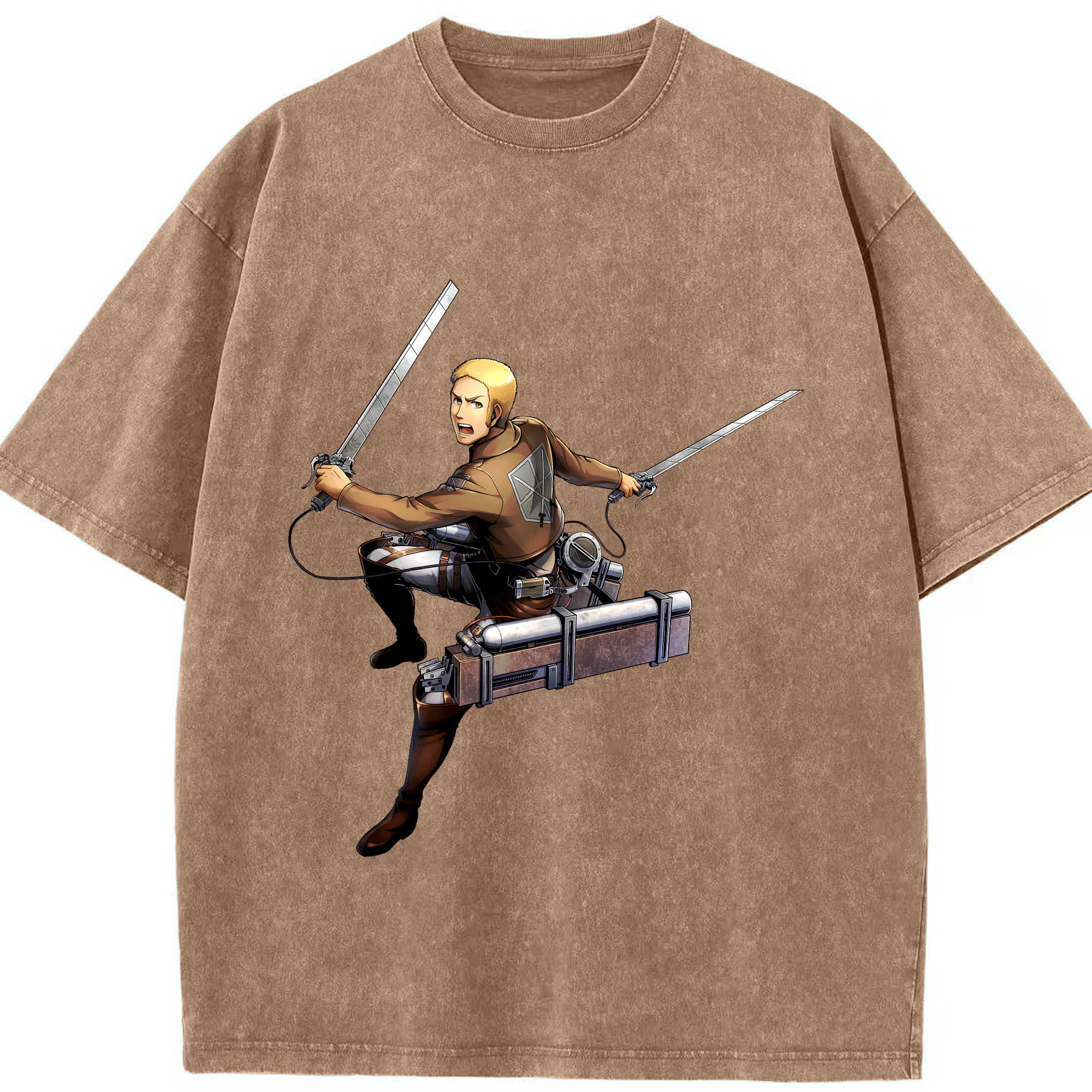 （画像用） 進撃の巨人 ライナー・ブラウン Attack on Titan Reiner Braun 綿100% ヴィンテージ風 半袖Tシャツ（フロントプリント）
