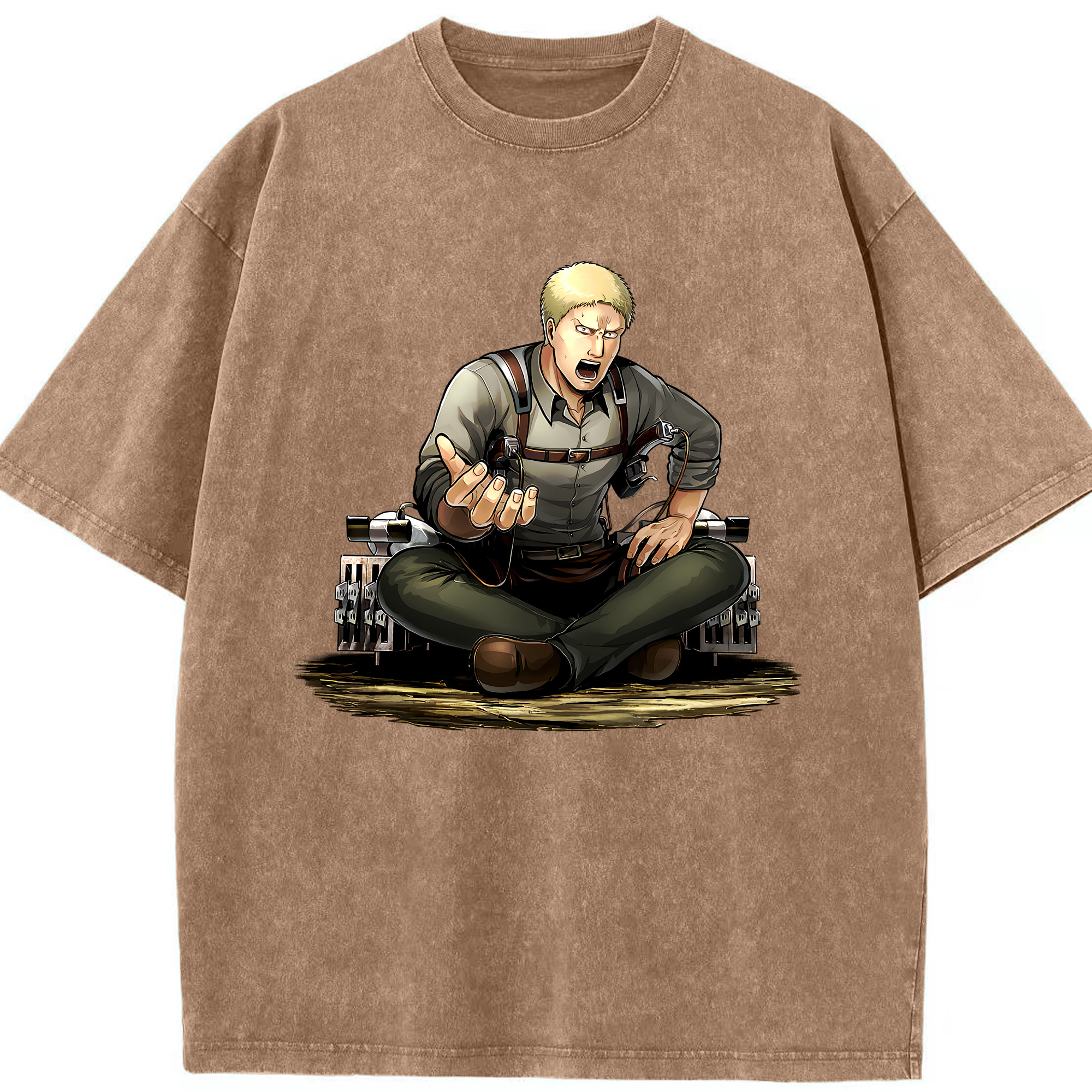 （画像用） 進撃の巨人 ライナー・ブラウン Attack on Titan Reiner Braun 綿100% ヴィンテージ風 半袖Tシャツ（フロントプリント）