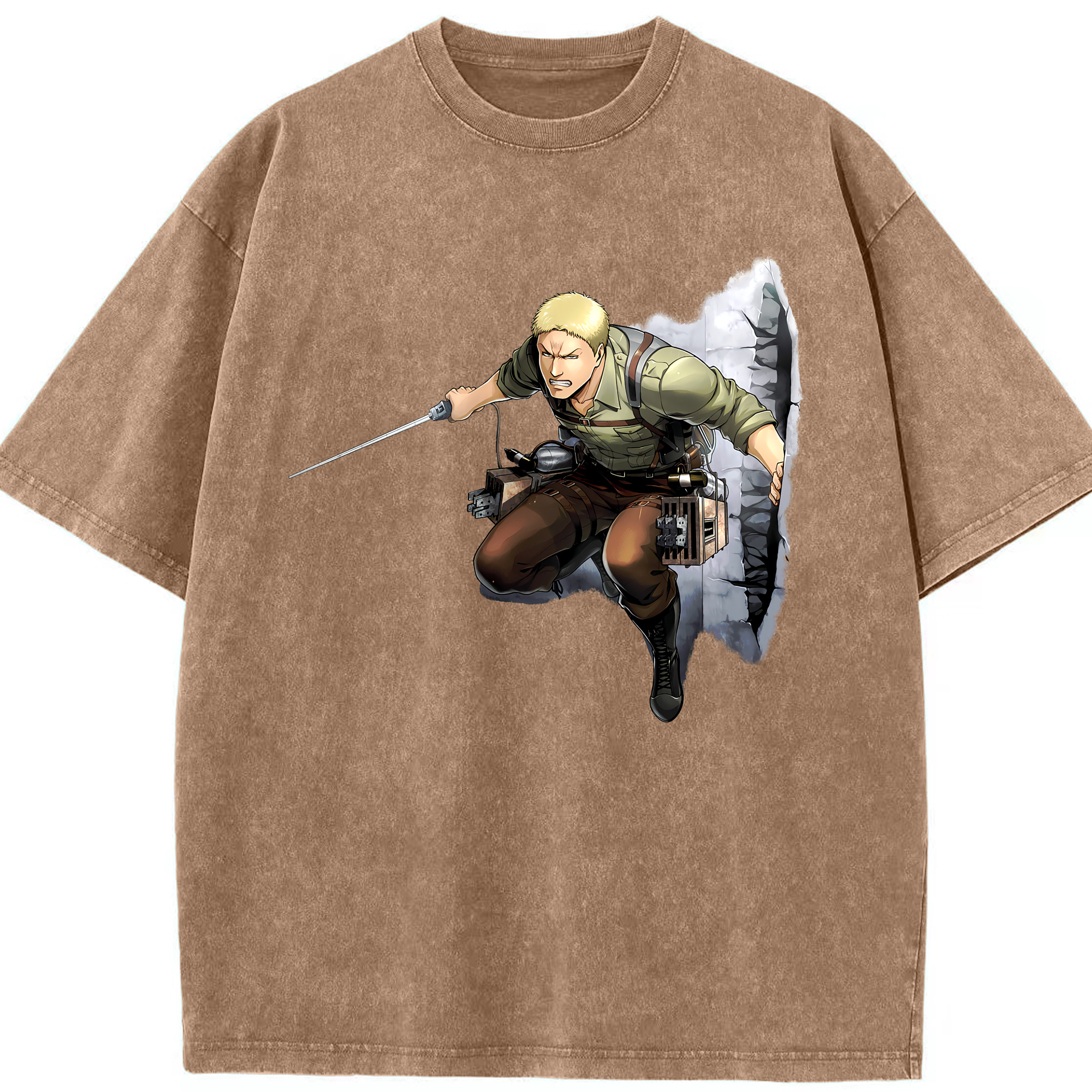 （画像用） 進撃の巨人 ライナー・ブラウン Attack on Titan Reiner Braun 綿100% ヴィンテージ風 半袖Tシャツ（フロントプリント）