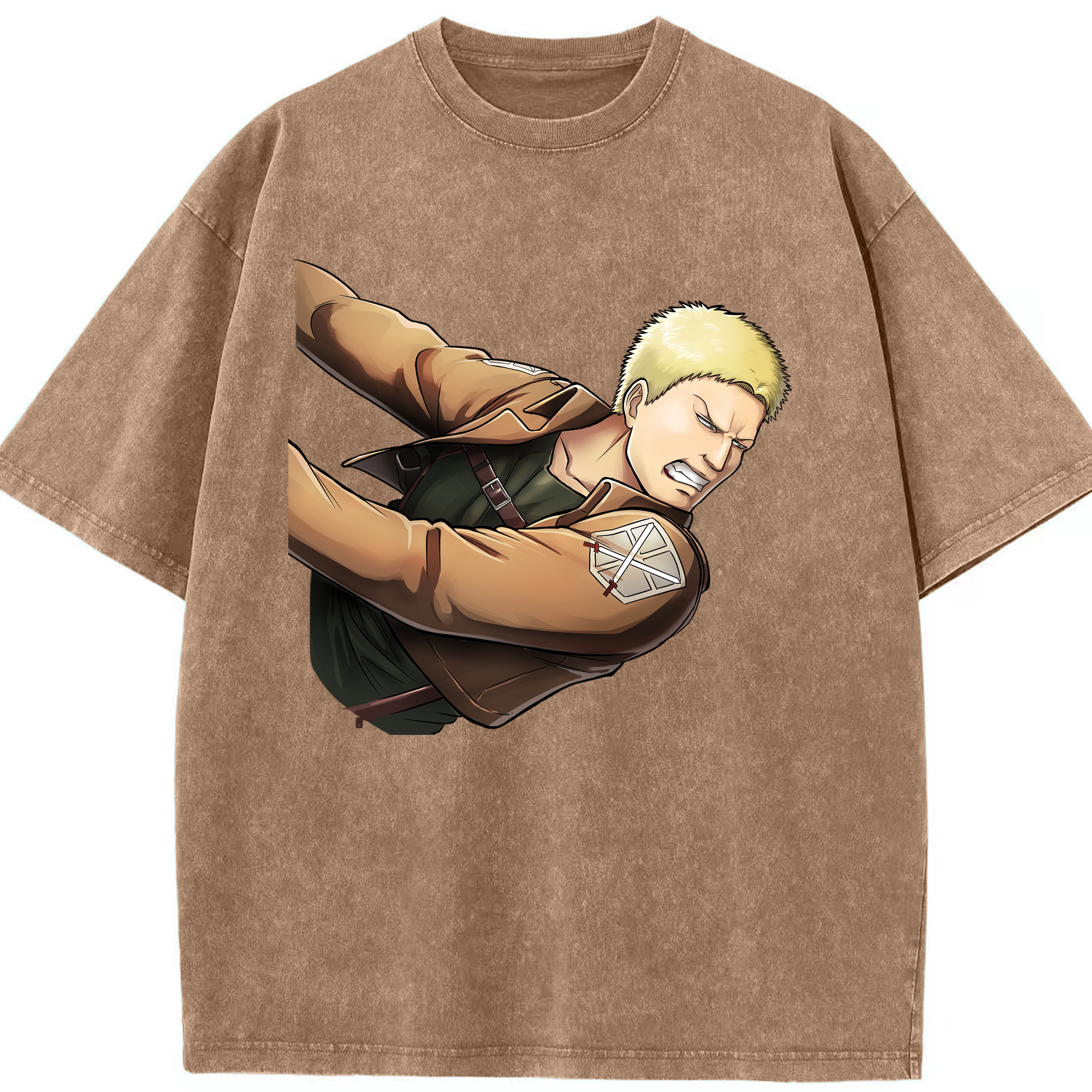 （画像用） 進撃の巨人 ライナー・ブラウン Attack on Titan Reiner Braun 綿100% ヴィンテージ風 半袖Tシャツ（フロントプリント）