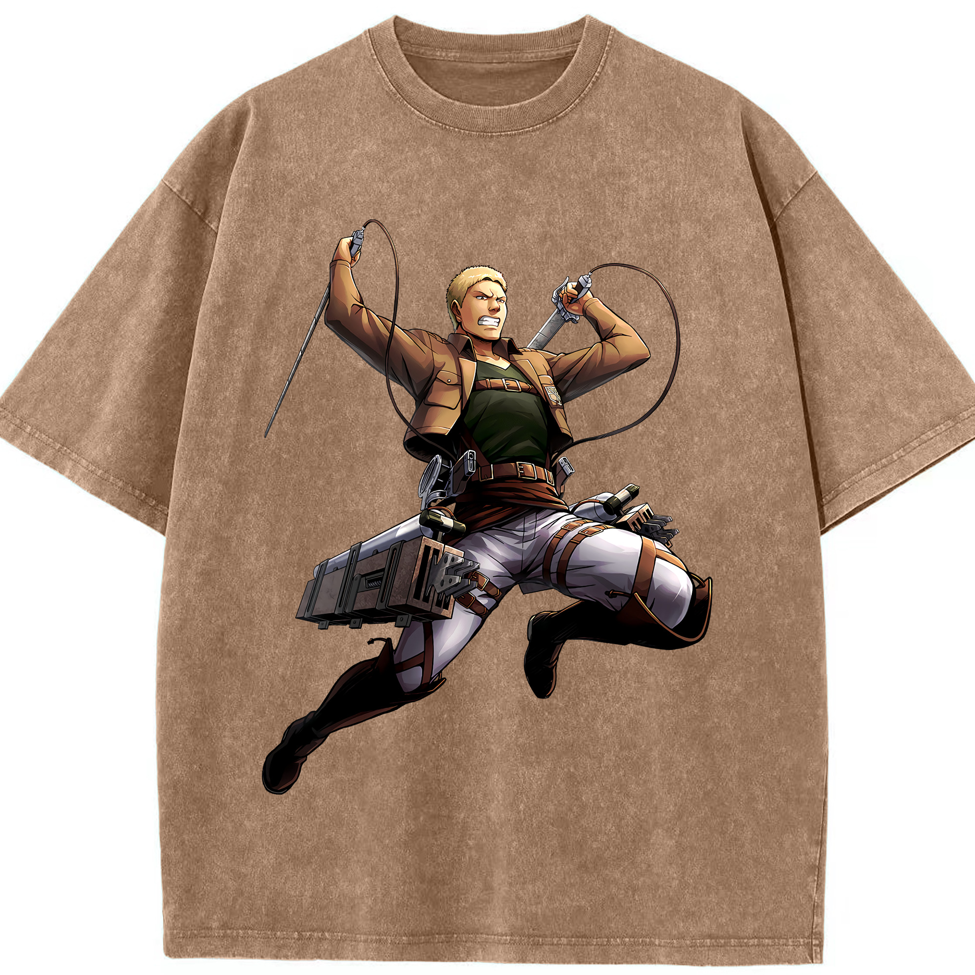 （画像用） 進撃の巨人 ライナー・ブラウン Attack on Titan Reiner Braun 綿100% ヴィンテージ風 半袖Tシャツ（フロントプリント）