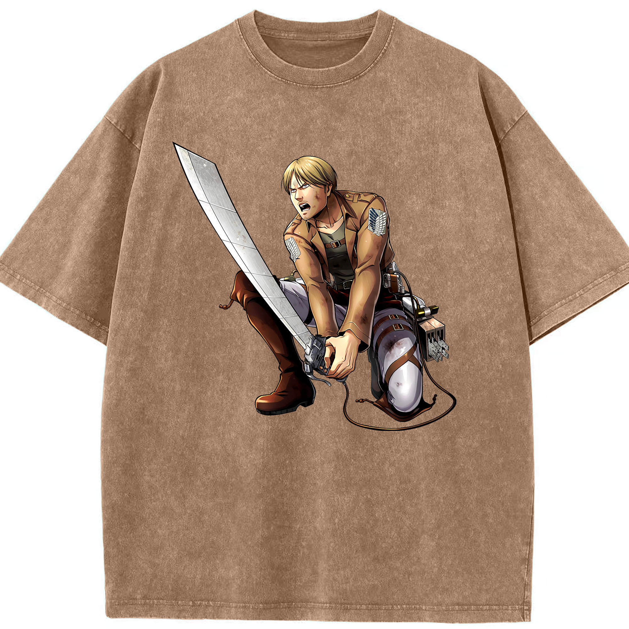 （画像用） 進撃の巨人 ミケ·ザカリアス Attack on Titan Mike Zakarius 綿100% ヴィンテージ風 半袖Tシャツ（フロントプリント）