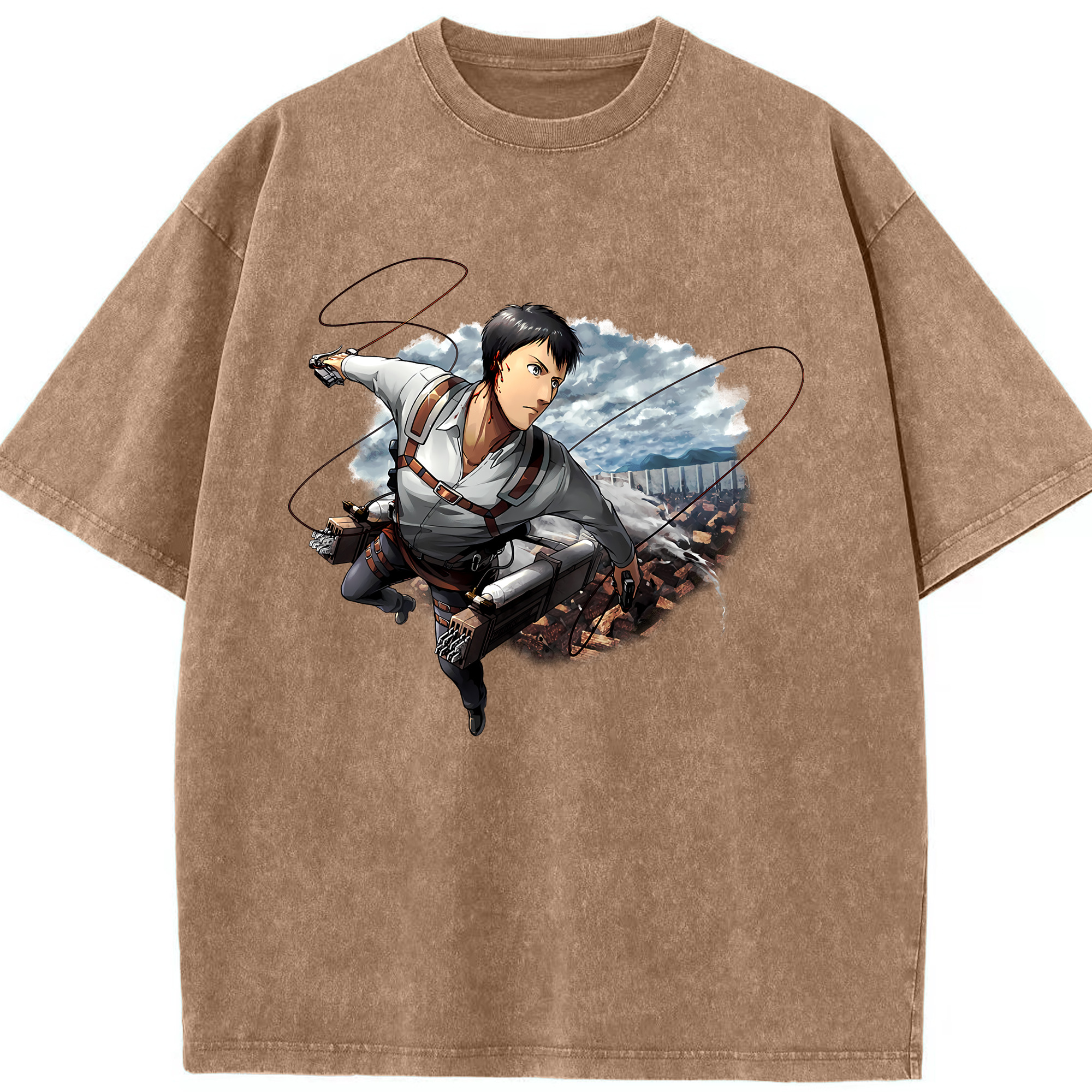 （画像用） 進撃の巨人 ベルトルト・フーバー Attack on Titan Bertholdt Hoover 綿100% ヴィンテージ風 半袖Tシャツ（フロントプリント）