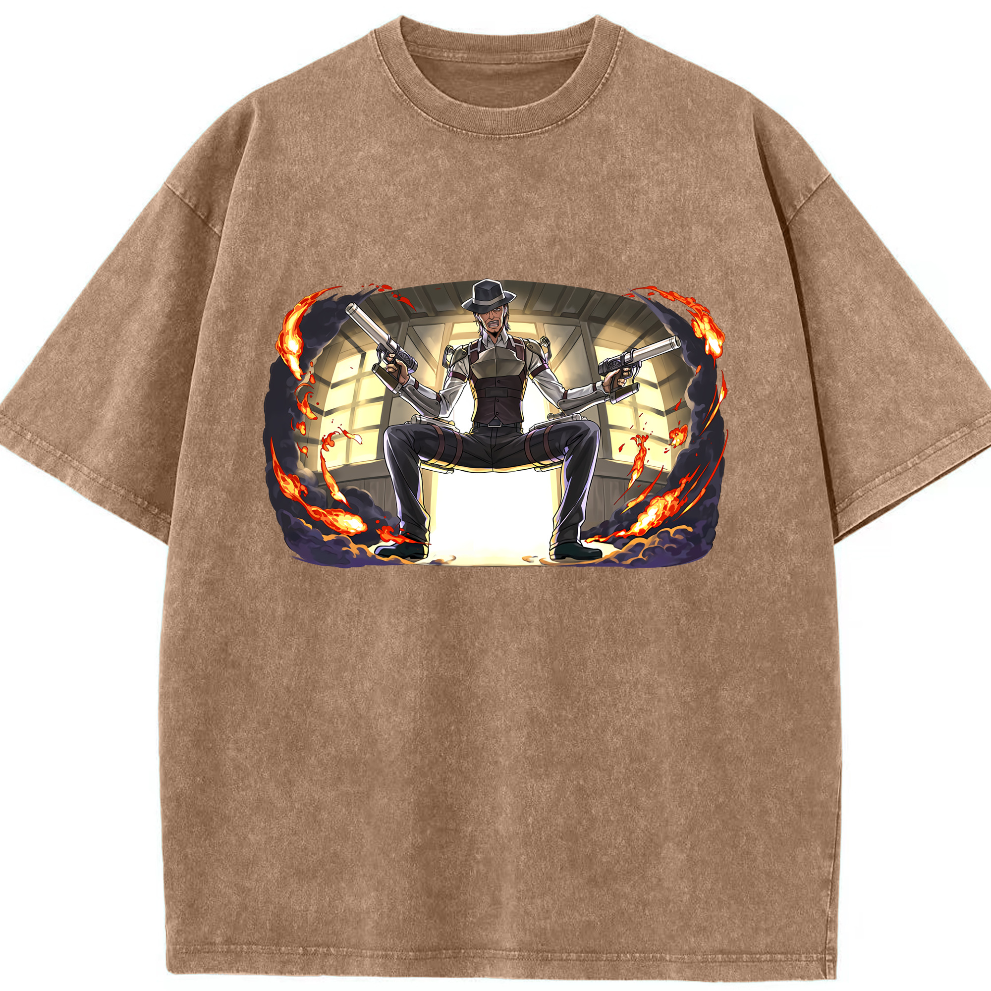 （画像用） 進撃の巨人 ケニー·アッカーマン Attack on Titan Kenny Ackerman 綿100% ヴィンテージ風 半袖Tシャツ（フロントプリント）
