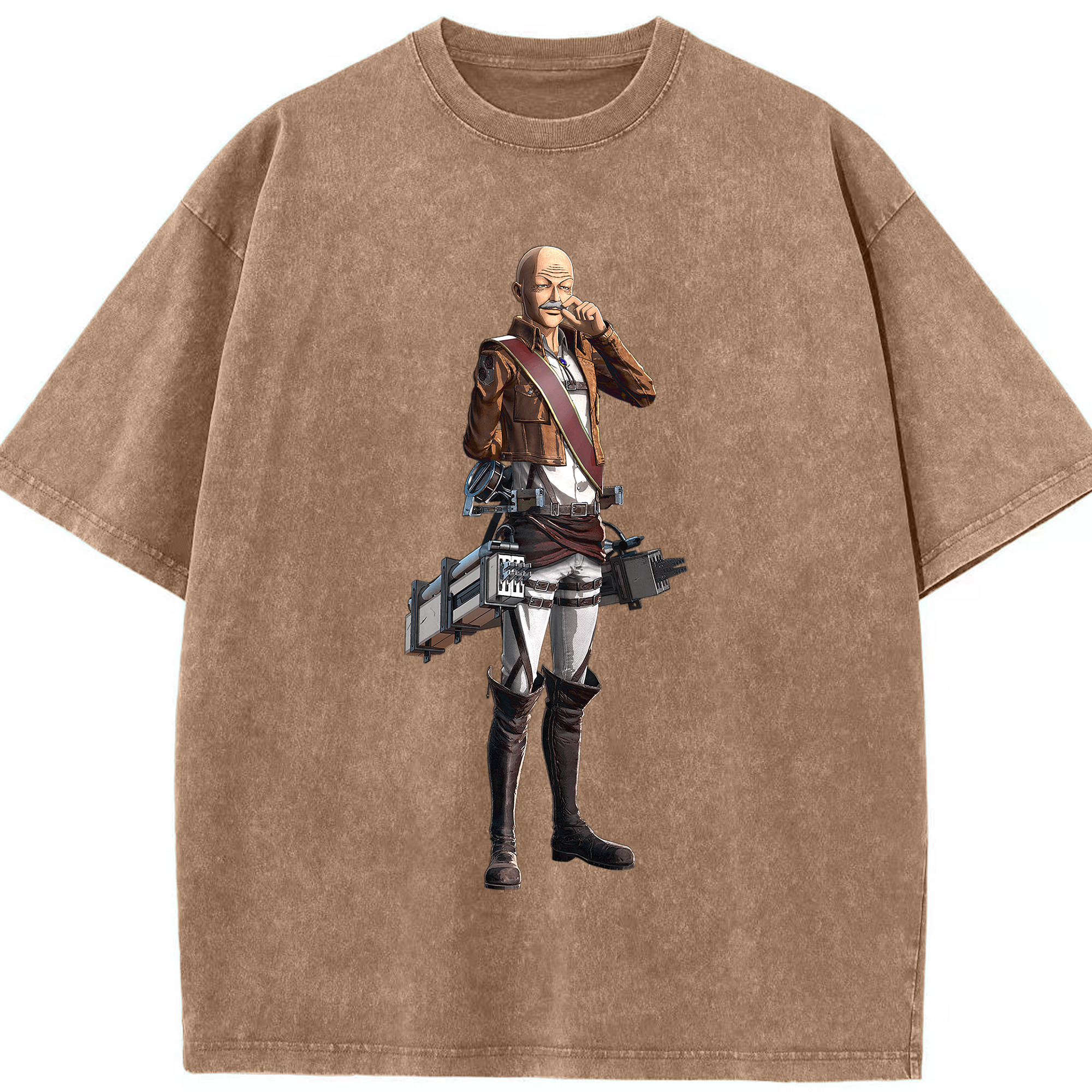 （画像用） 進撃の巨人 ドット·ピクシス Attack on Titan Dot Pixis 綿100% ヴィンテージ風 半袖Tシャツ（フロントプリント）