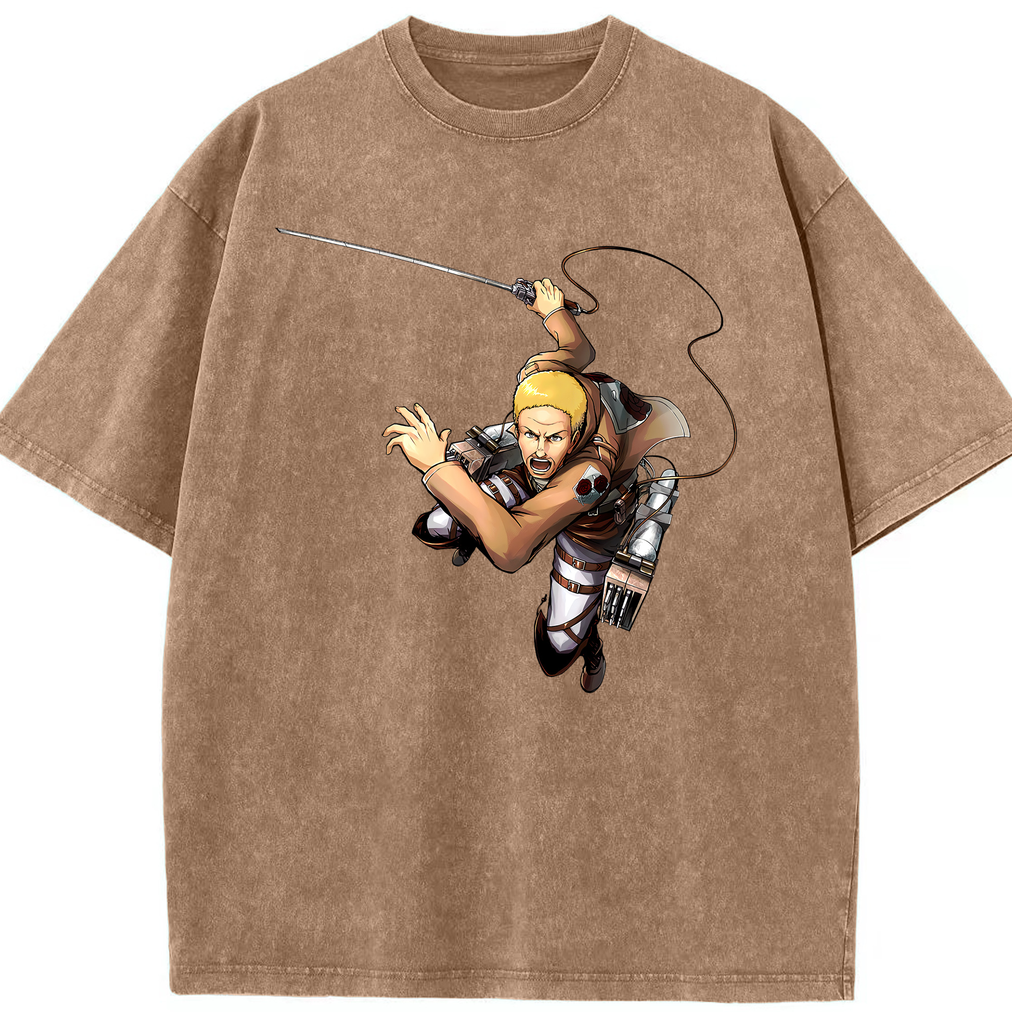 （画像用） 進撃の巨人 ハンネス Attack on Titan Hannes 綿100% ヴィンテージ風 半袖Tシャツ（フロントプリント）