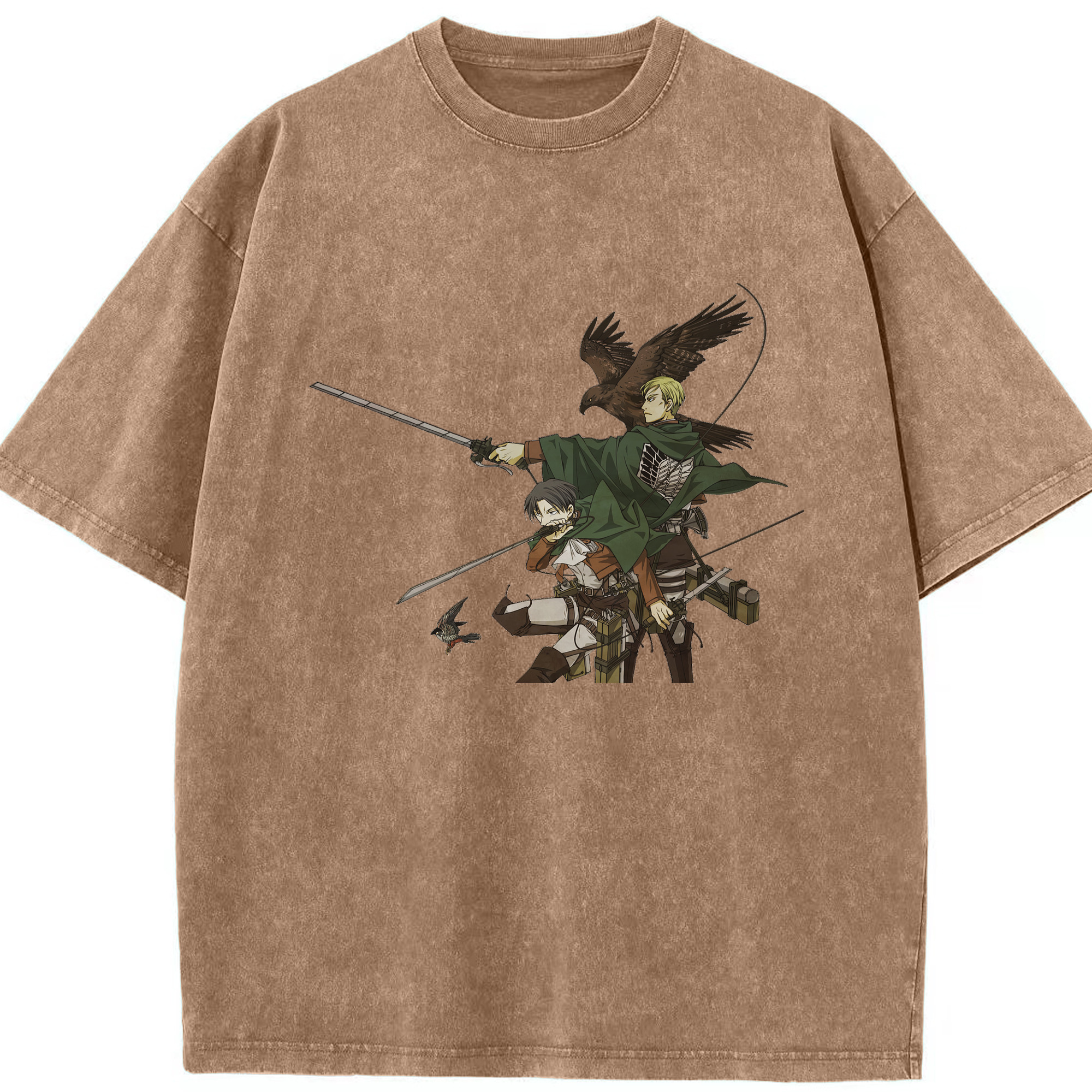 （画像用） 進撃の巨人 Attack on Titan 綿100% ヴィンテージ風 半袖Tシャツ（フロントプリント）