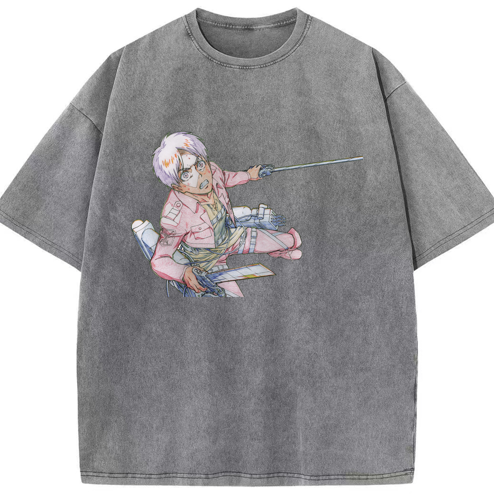 （画像用） 進撃の巨人 エレン･イェーガー Attack on Titan Eren Jäger 綿100% ヴィンテージ風 半袖Tシャツ（フロントプリント）