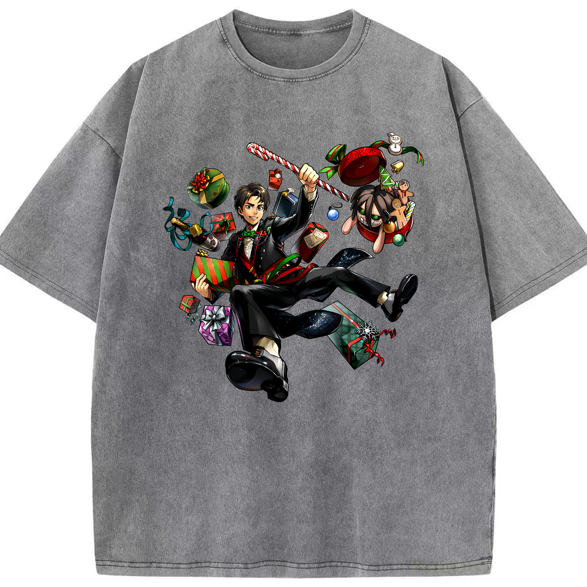 （画像用） 進撃の巨人 エレン･イェーガー Attack on Titan Eren Jäger 綿100% ヴィンテージ風 半袖Tシャツ（フロントプリント）