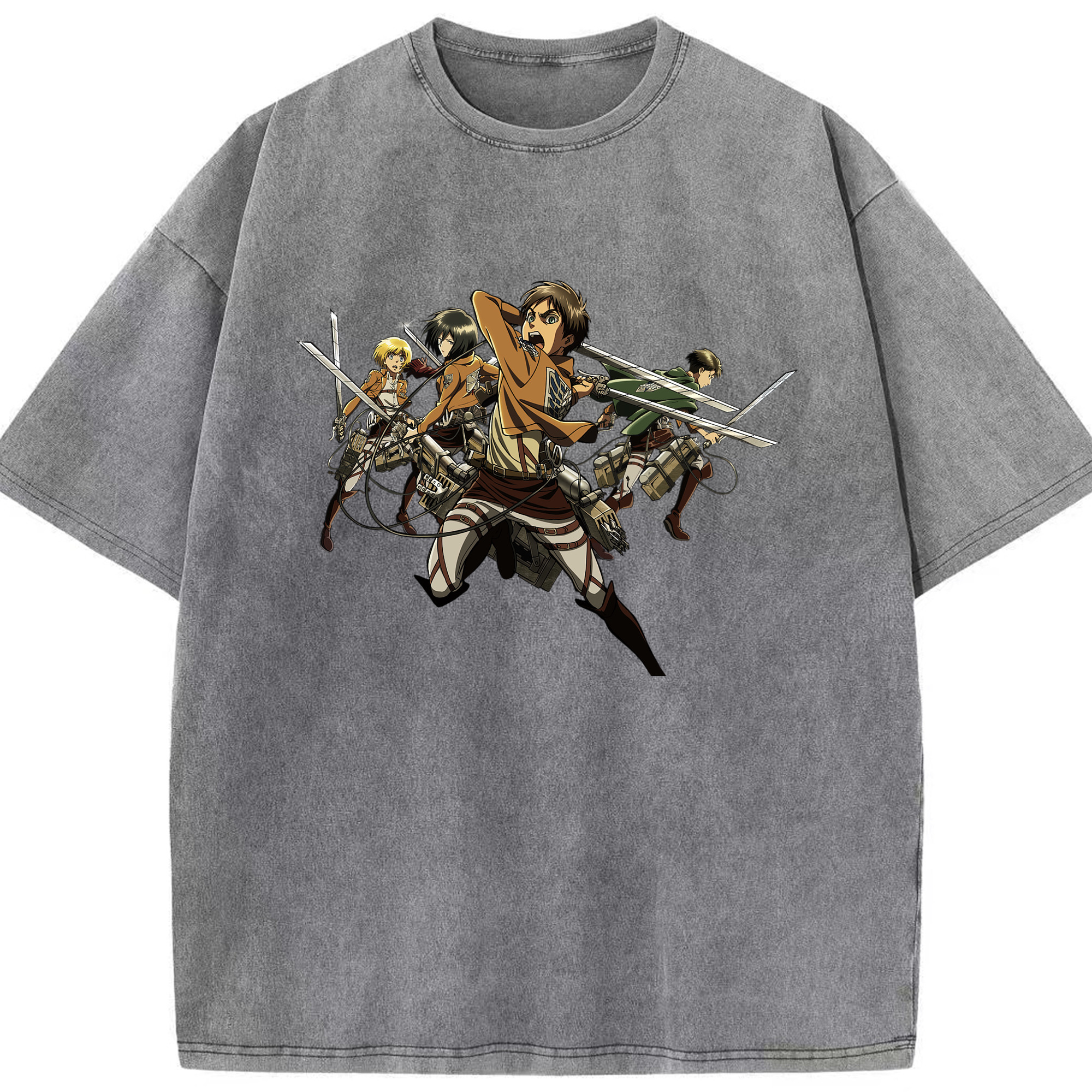 （画像用） 進撃の巨人 エレン･イェーガー Attack on Titan Eren Jäger 綿100% ヴィンテージ風 半袖Tシャツ（フロントプリント）
