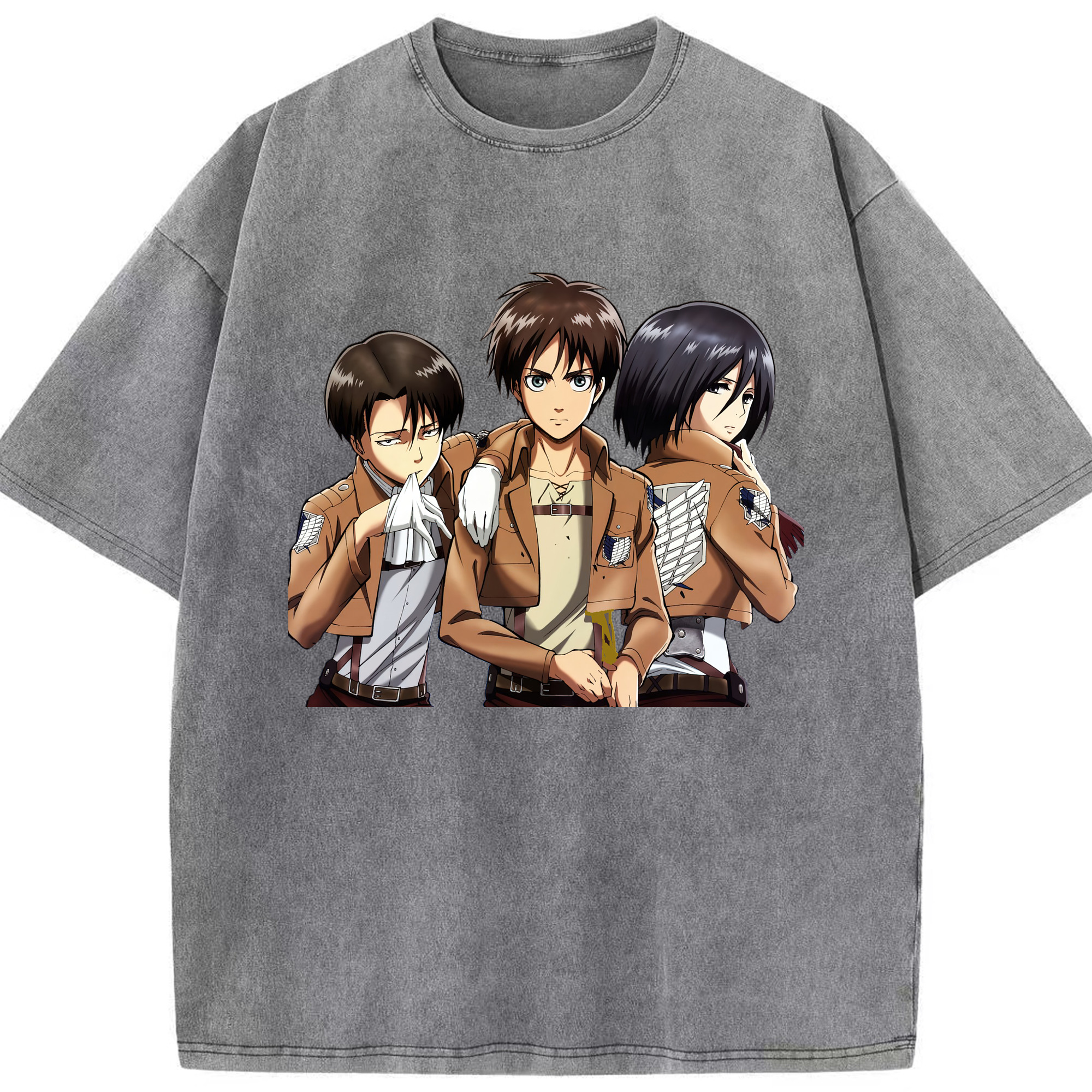 （画像用） 進撃の巨人 エレン･イェーガー Attack on Titan Eren Jäger 綿100% ヴィンテージ風 半袖Tシャツ（フロントプリント）