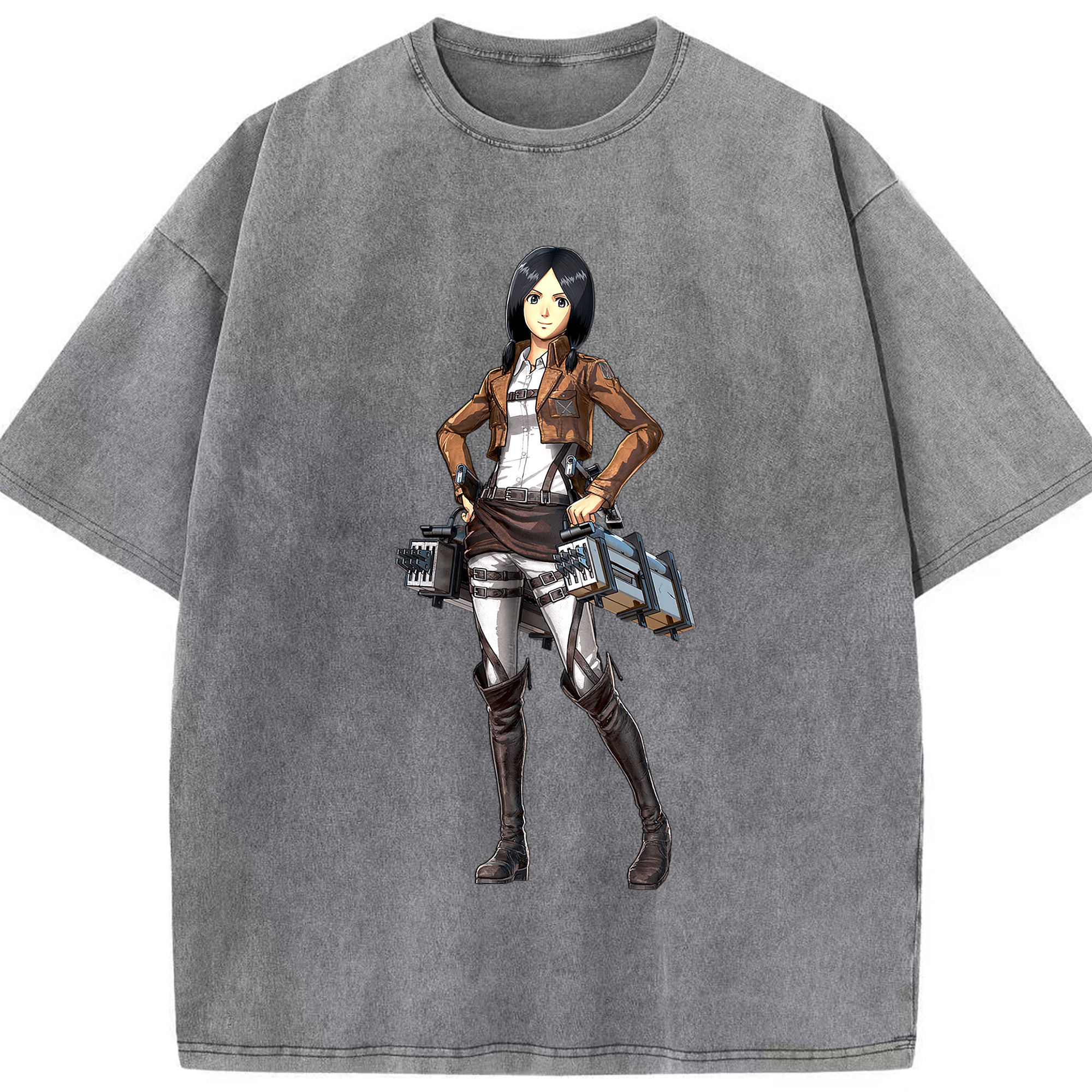 （画像用） 進撃の巨人 ミカサ·アッカーマン Attack on Titan Mikasa Ackerman 綿100% ヴィンテージ風 半袖Tシャツ（フロントプリント）