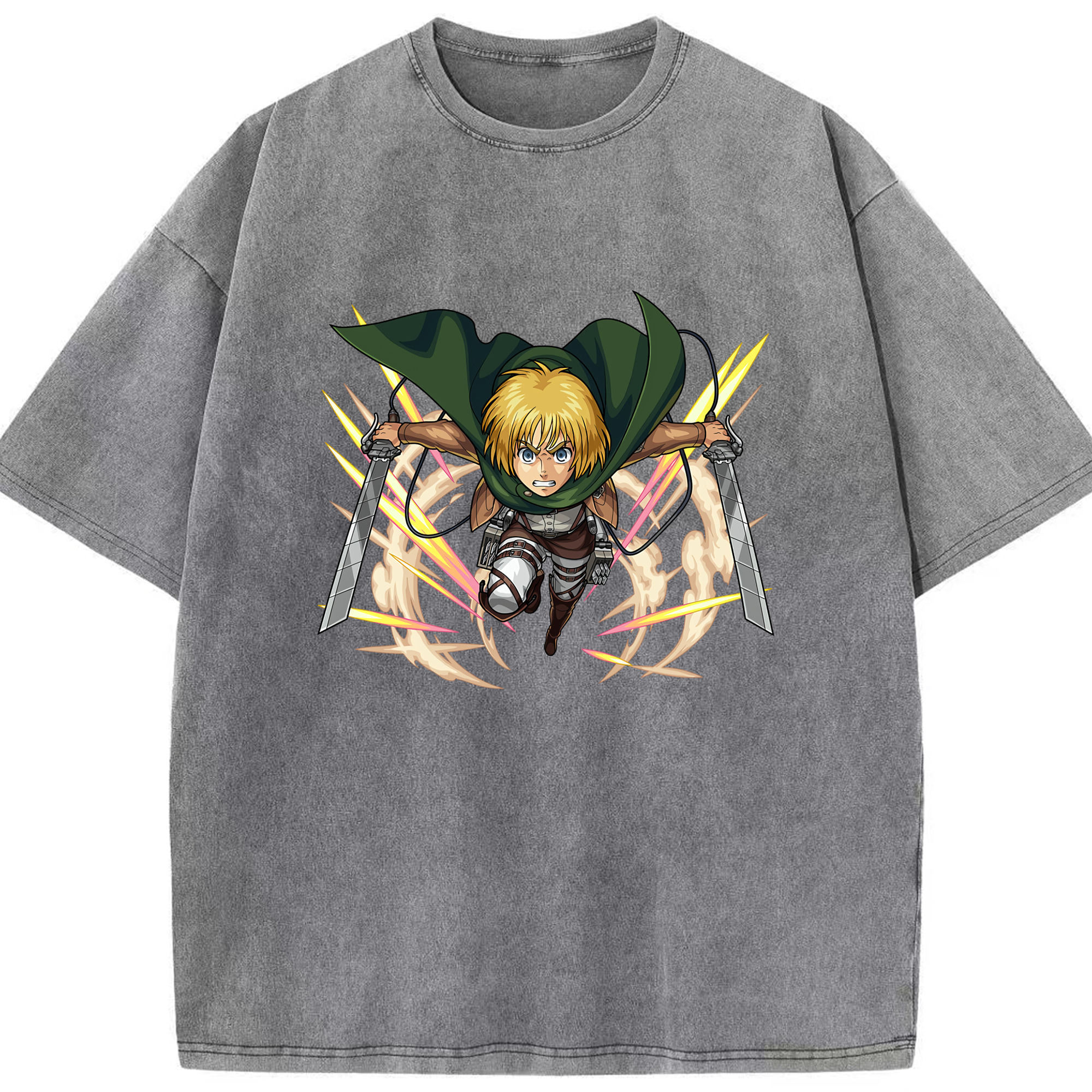 （画像用） 進撃の巨人 アルミン·アルレルト Attack on Titan Armin Arlert 綿100% ヴィンテージ風 半袖Tシャツ（フロントプリント）