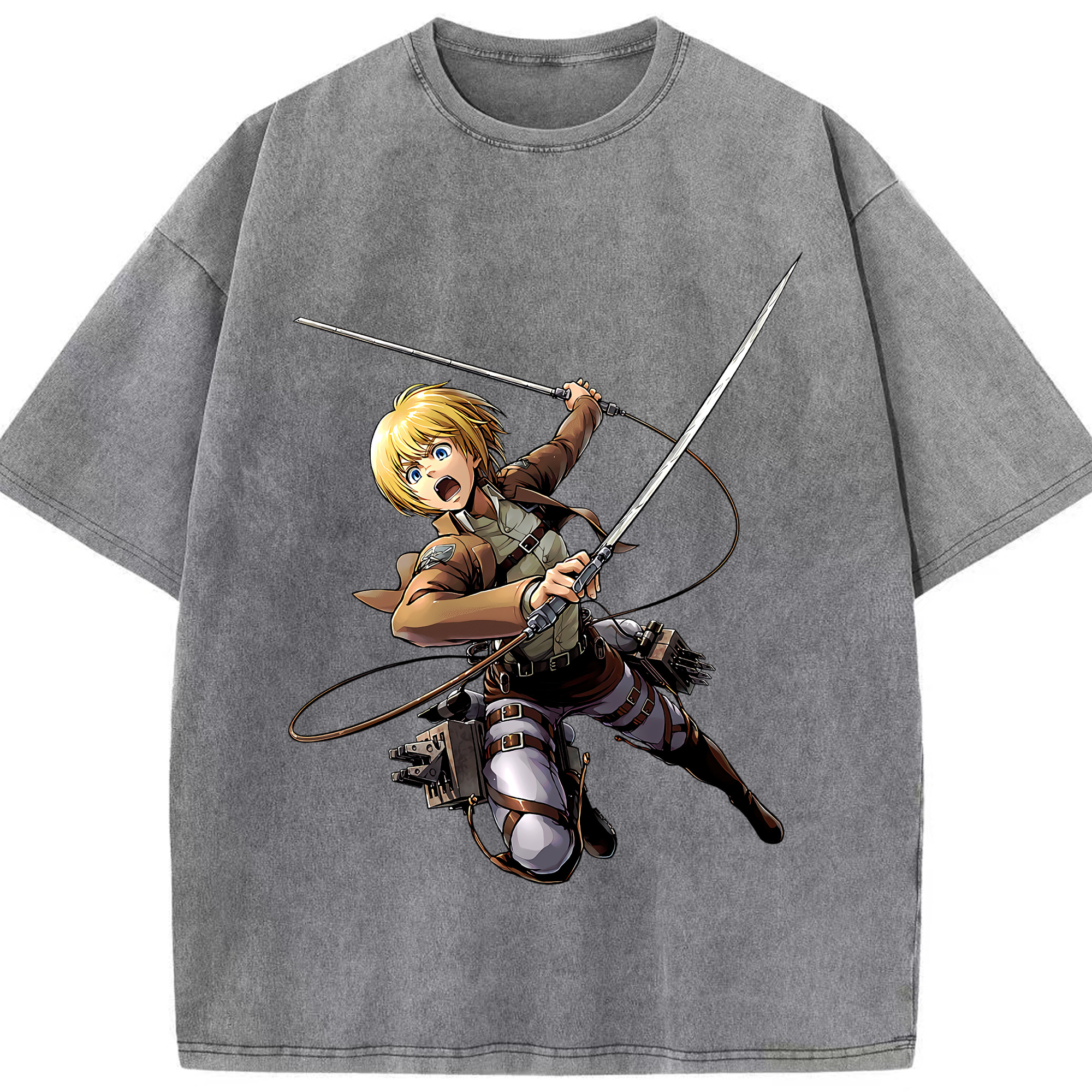 （画像用） 進撃の巨人 アルミン·アルレルト Attack on Titan Armin Arlert 綿100% ヴィンテージ風 半袖Tシャツ（フロントプリント）