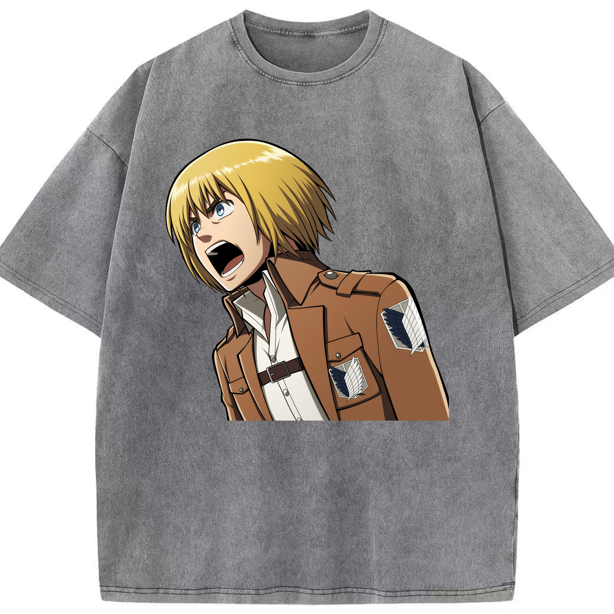 （画像用） 進撃の巨人 アルミン·アルレルト Attack on Titan Armin Arlert 綿100% ヴィンテージ風 半袖Tシャツ（フロントプリント）